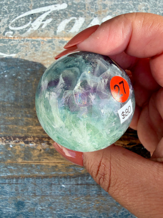 Gorgeous Feathered Fluorite Sphere | Opt 27