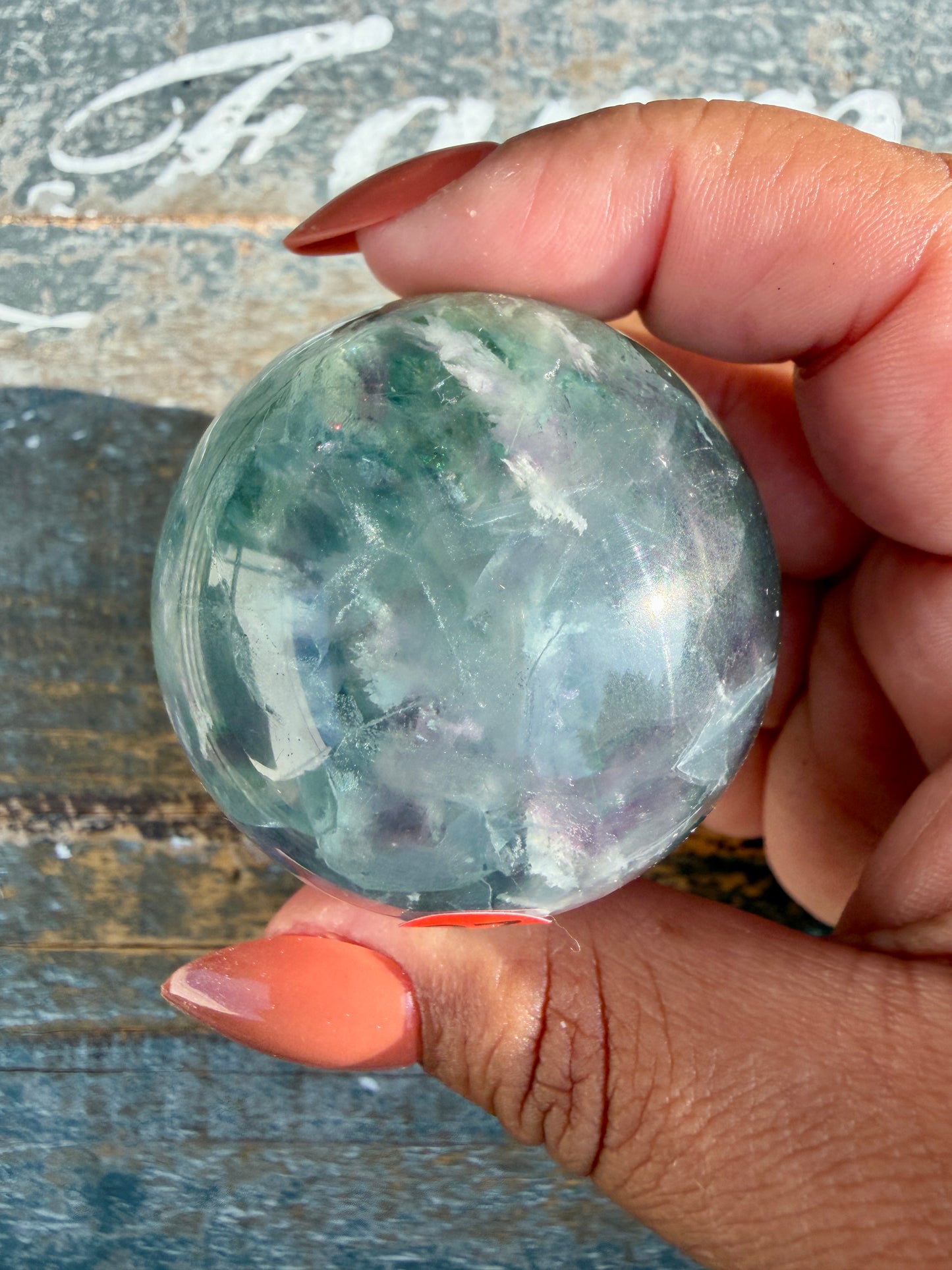 Gorgeous Feathered Fluorite Sphere | Opt 27