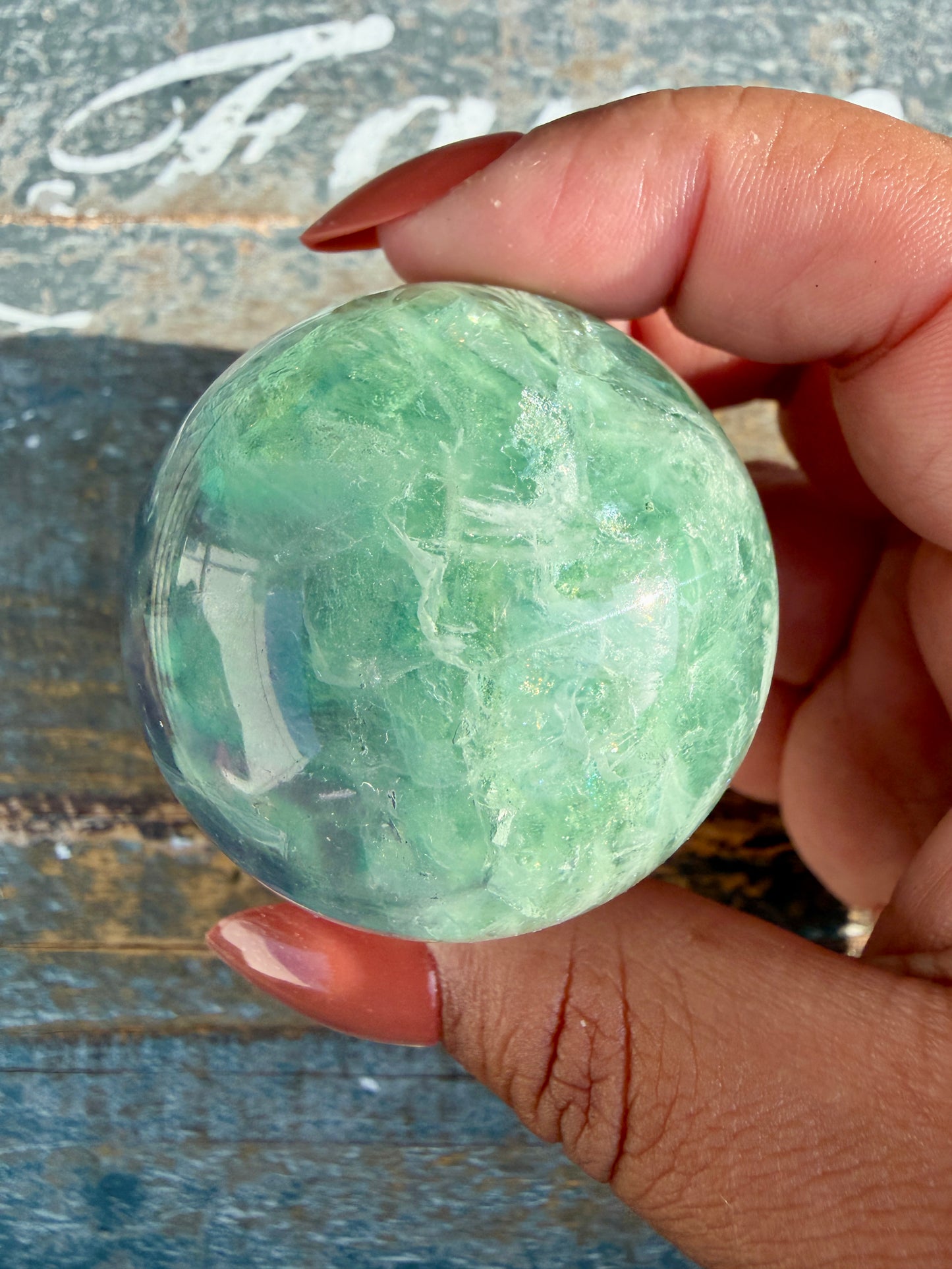 Gorgeous Feathered Fluorite Sphere | Opt 27