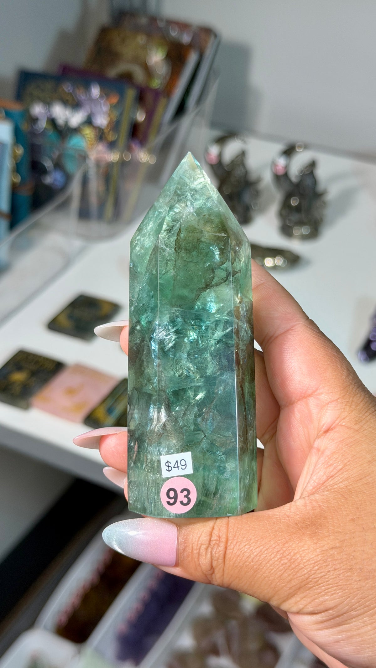 Gorgeous Stormy Sea Fluorite Tower | UV Reacts Blue | Opt 93
