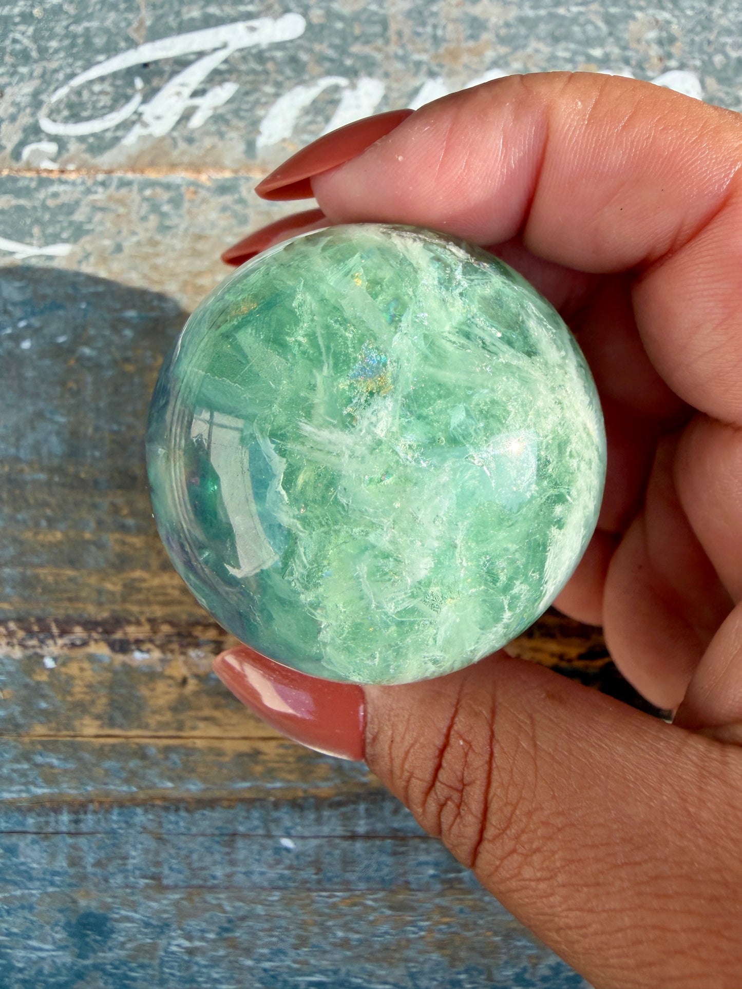 Gorgeous Feathered Fluorite Sphere | Opt 27
