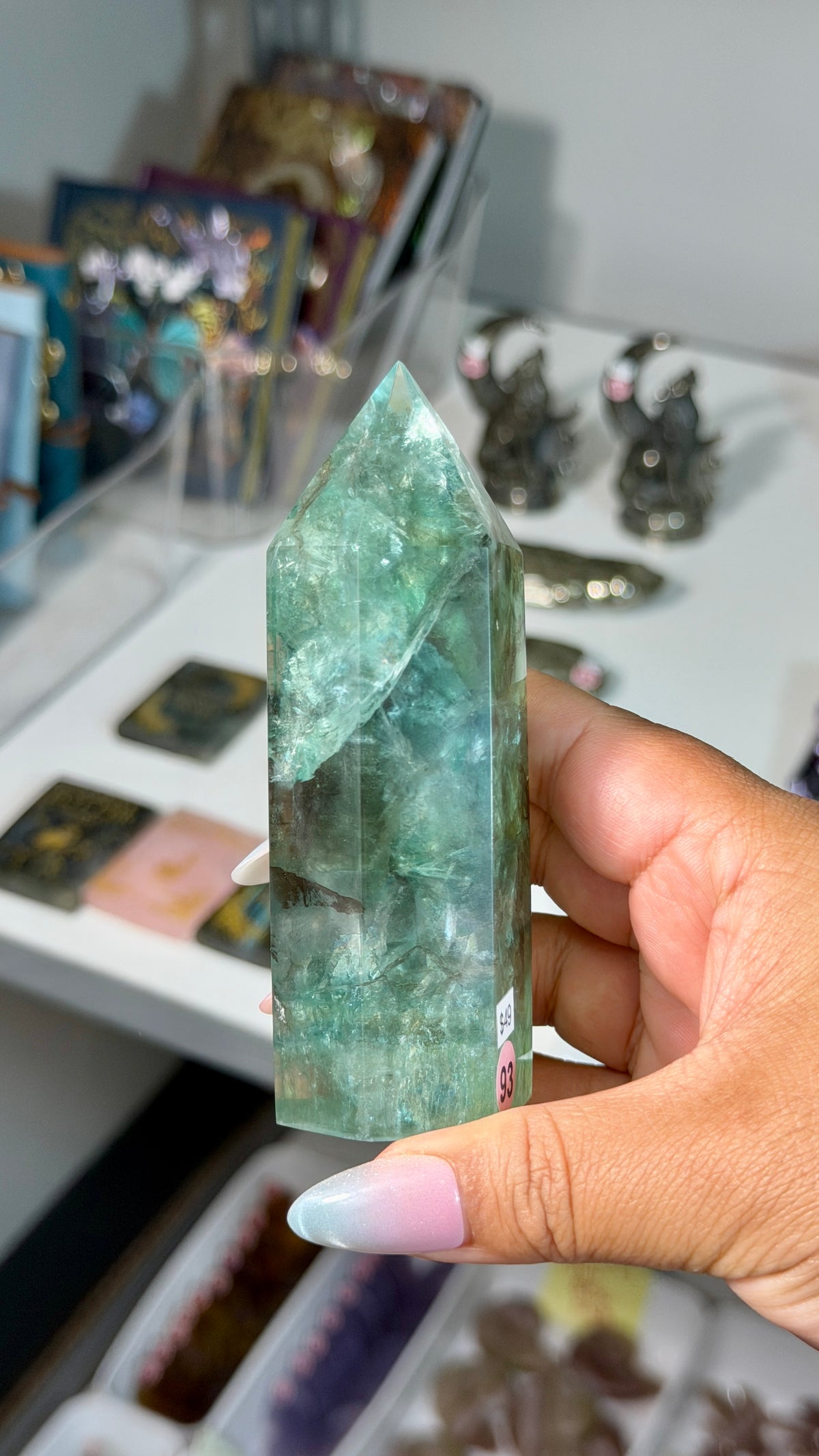 Gorgeous Stormy Sea Fluorite Tower | UV Reacts Blue | Opt 93