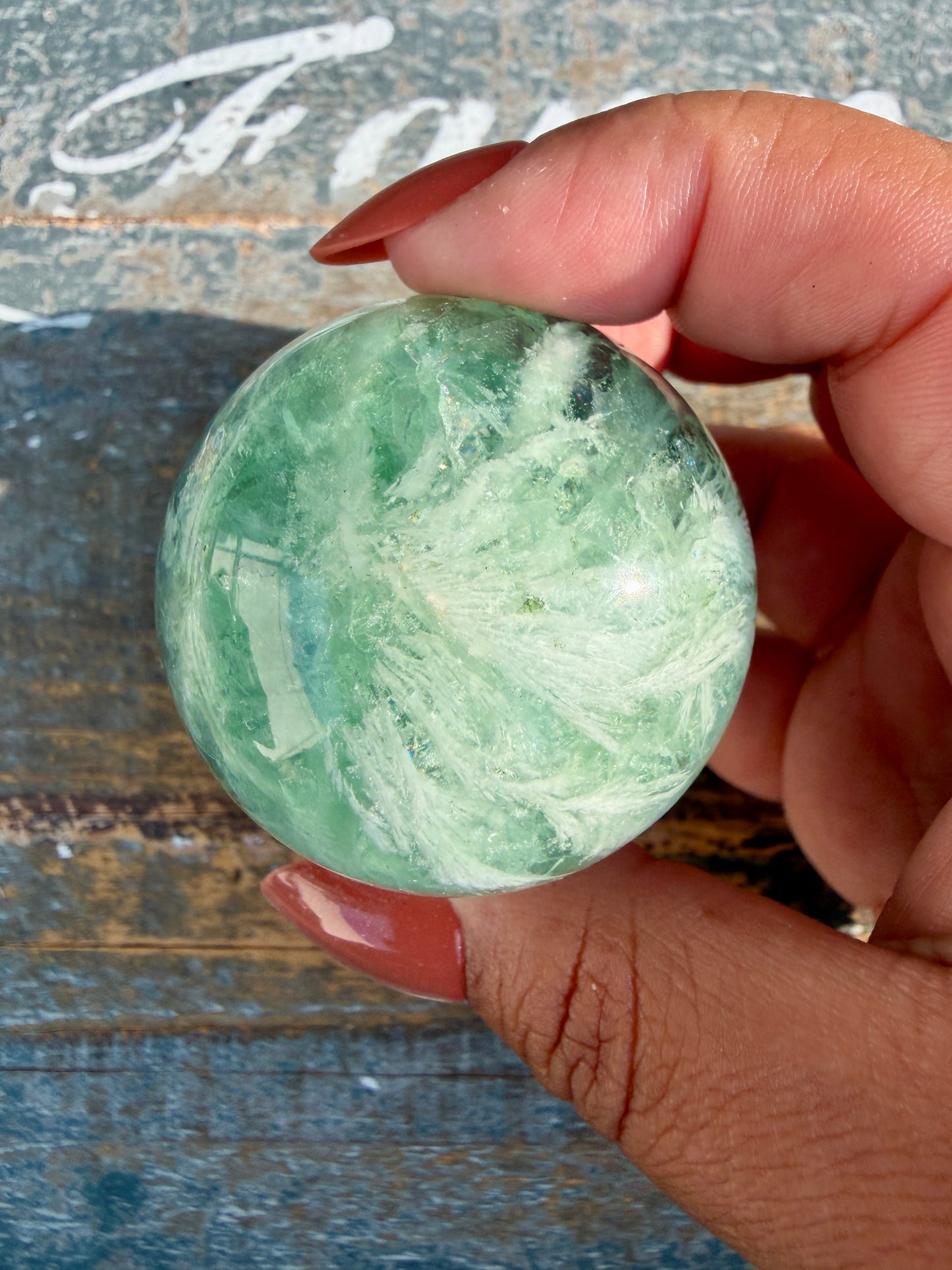Gorgeous Feathered Fluorite Sphere | Opt 27