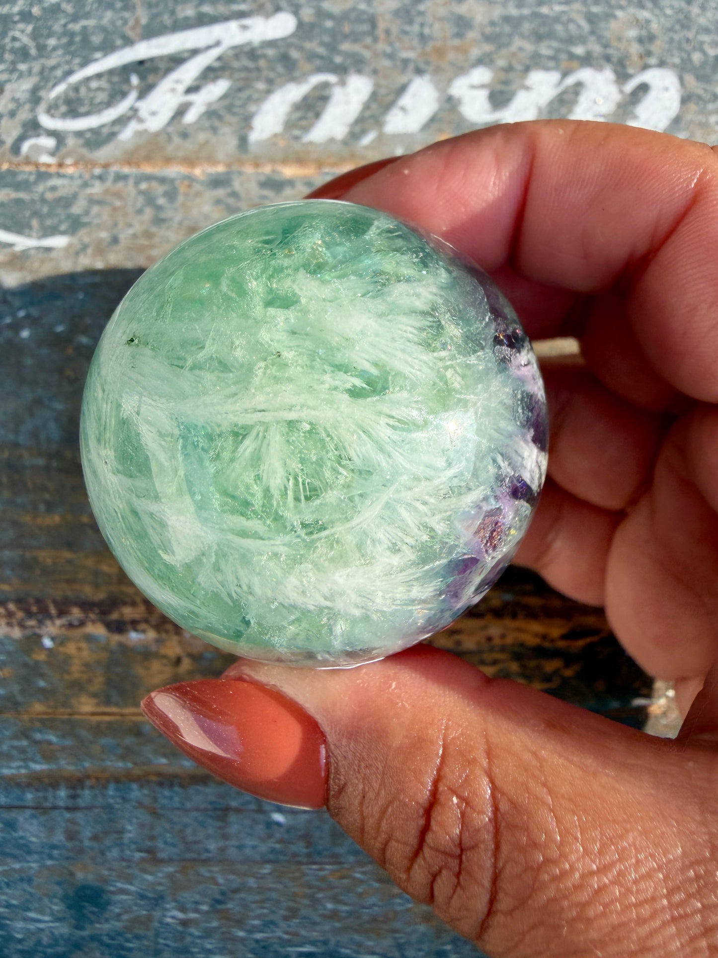 Gorgeous Feathered Fluorite Sphere | Opt 27
