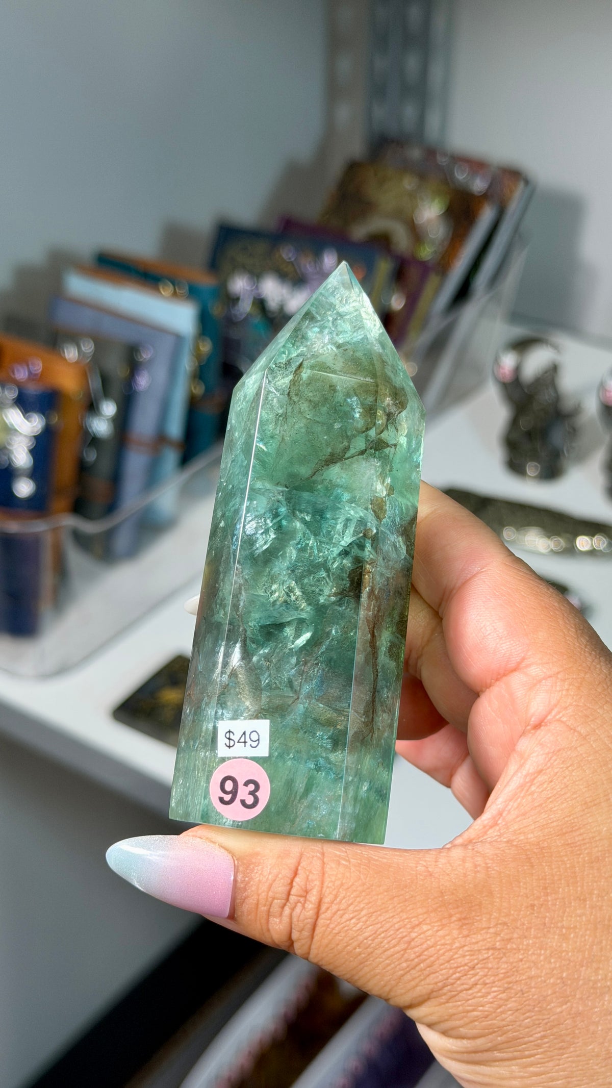 Gorgeous Stormy Sea Fluorite Tower | UV Reacts Blue | Opt 93