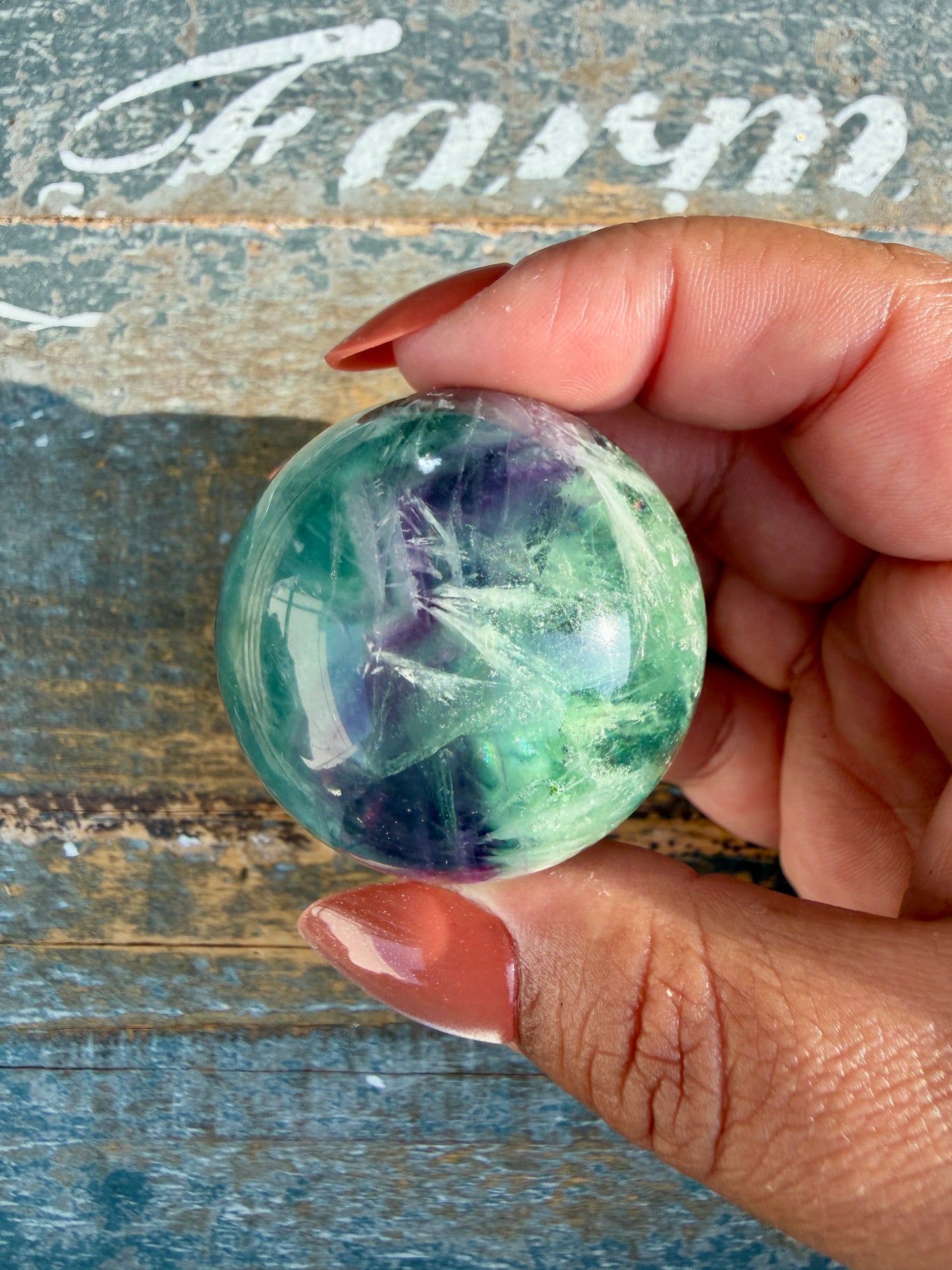Gorgeous Feathered Fluorite Sphere | Opt 26