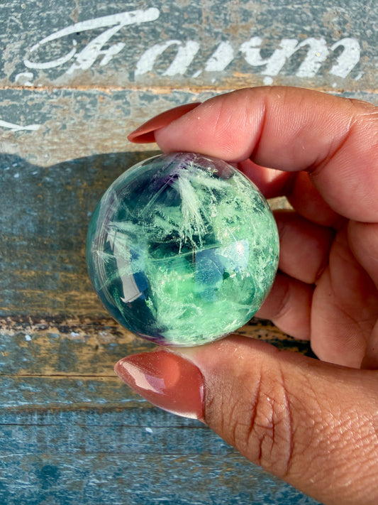 Gorgeous Feathered Fluorite Sphere | Opt 26