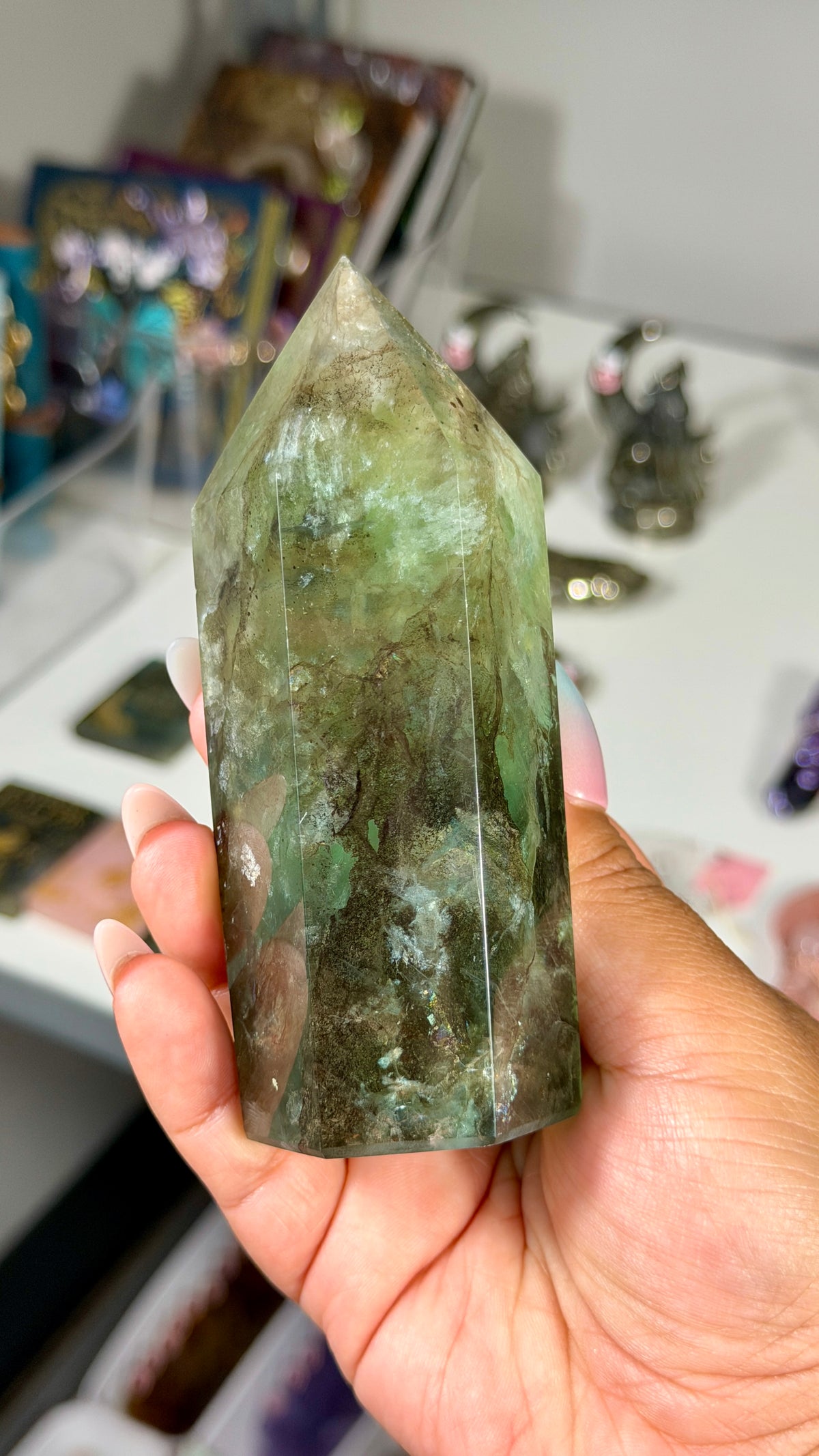 Gorgeous Stormy Sea Fluorite Tower | UV Reacts Blue | Opt 89