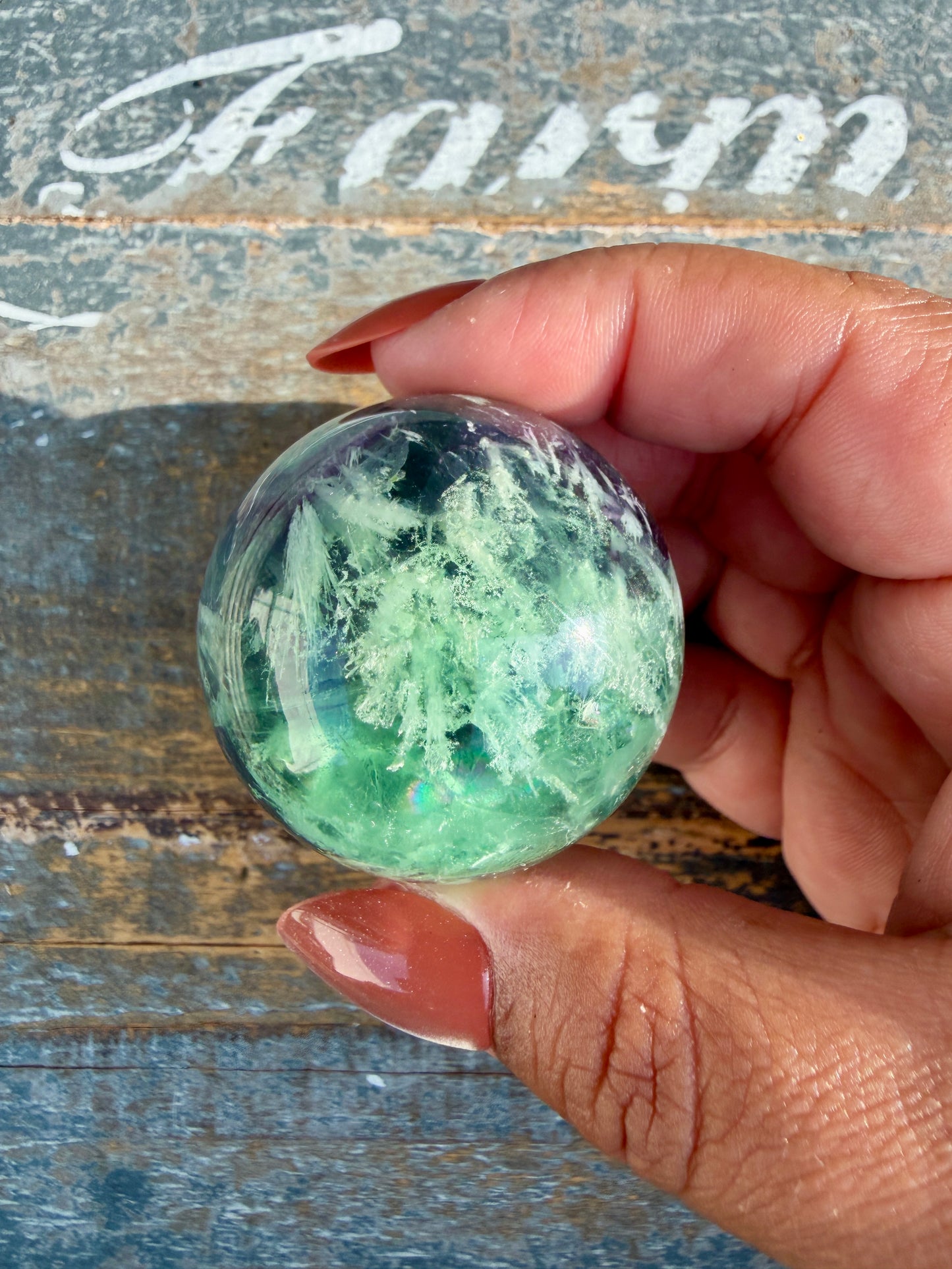 Gorgeous Feathered Fluorite Sphere | Opt 26