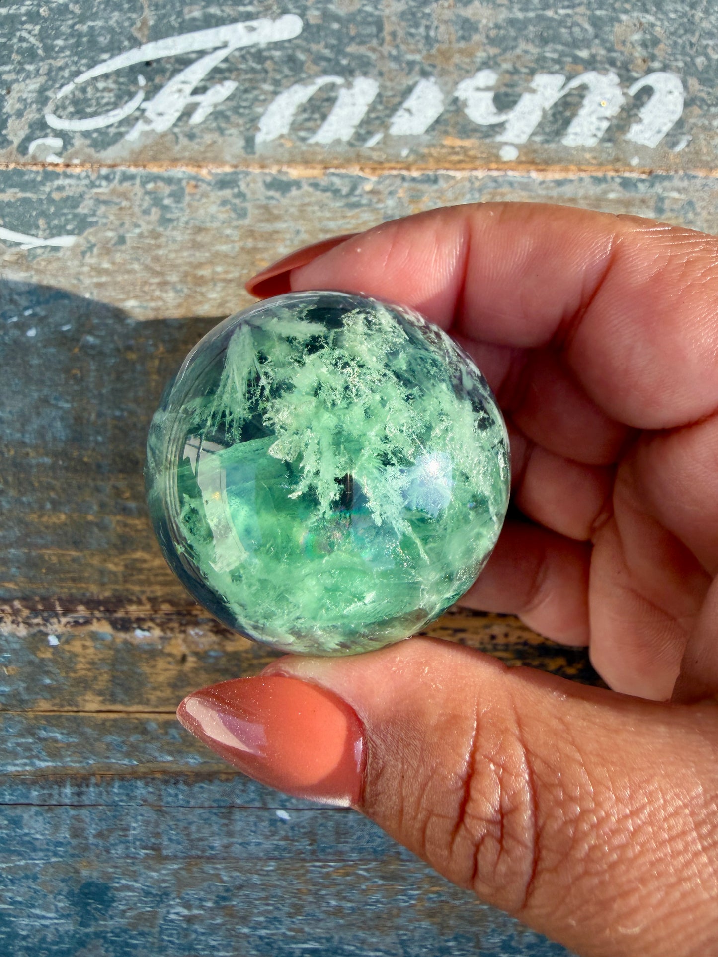 Gorgeous Feathered Fluorite Sphere | Opt 26