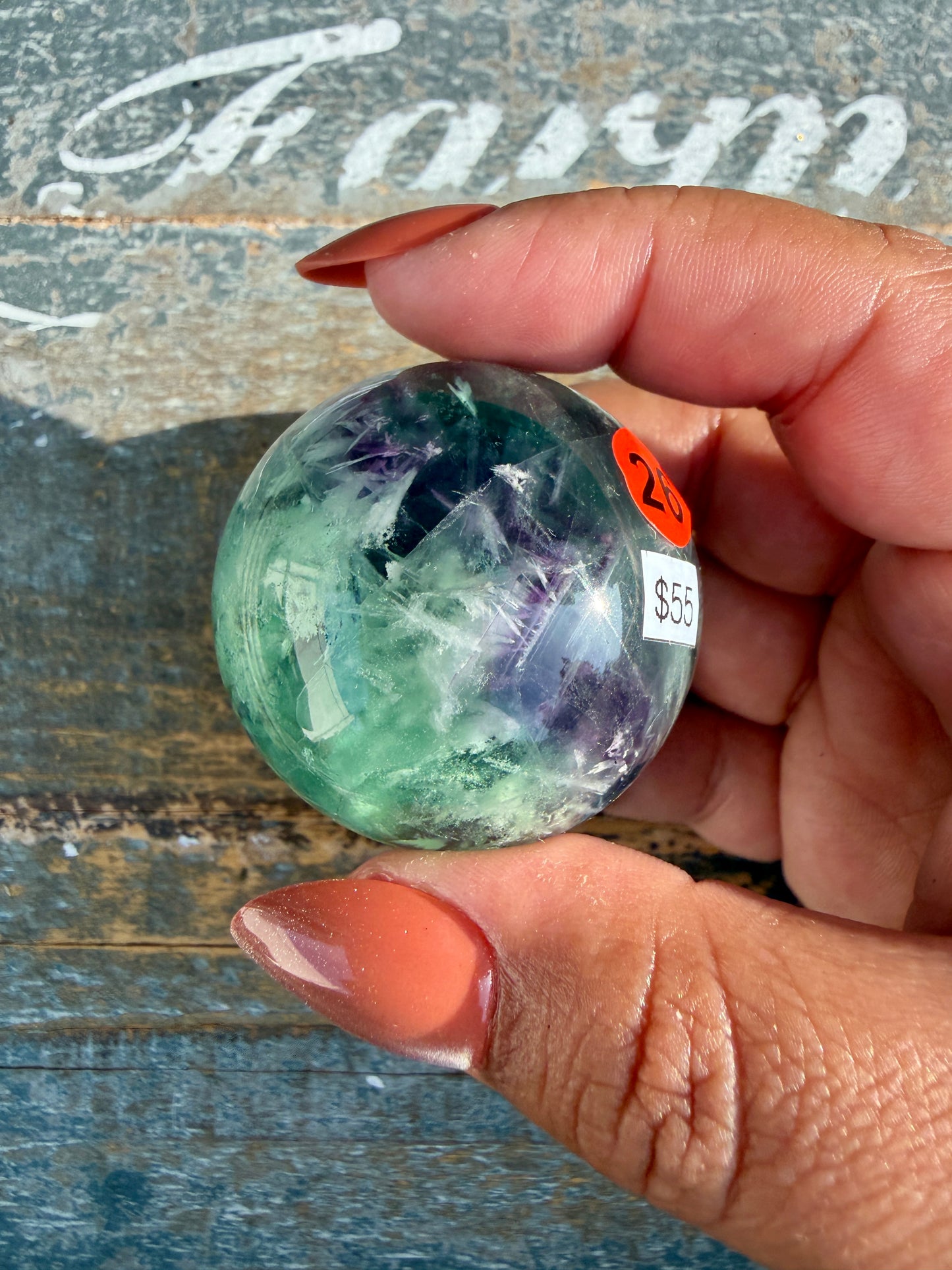 Gorgeous Feathered Fluorite Sphere | Opt 26