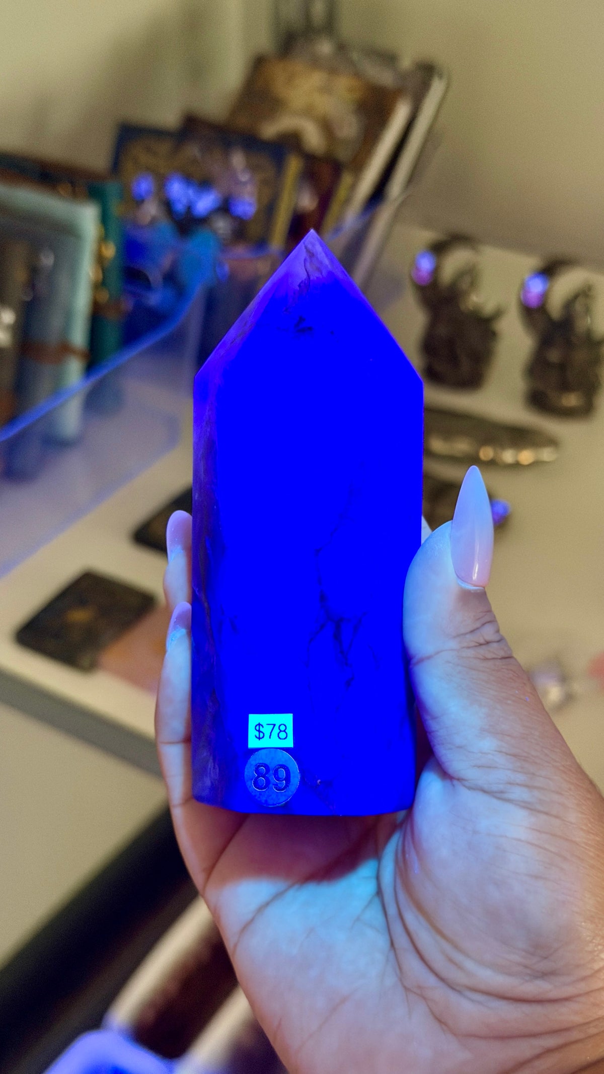 Gorgeous Stormy Sea Fluorite Tower | UV Reacts Blue | Opt 89