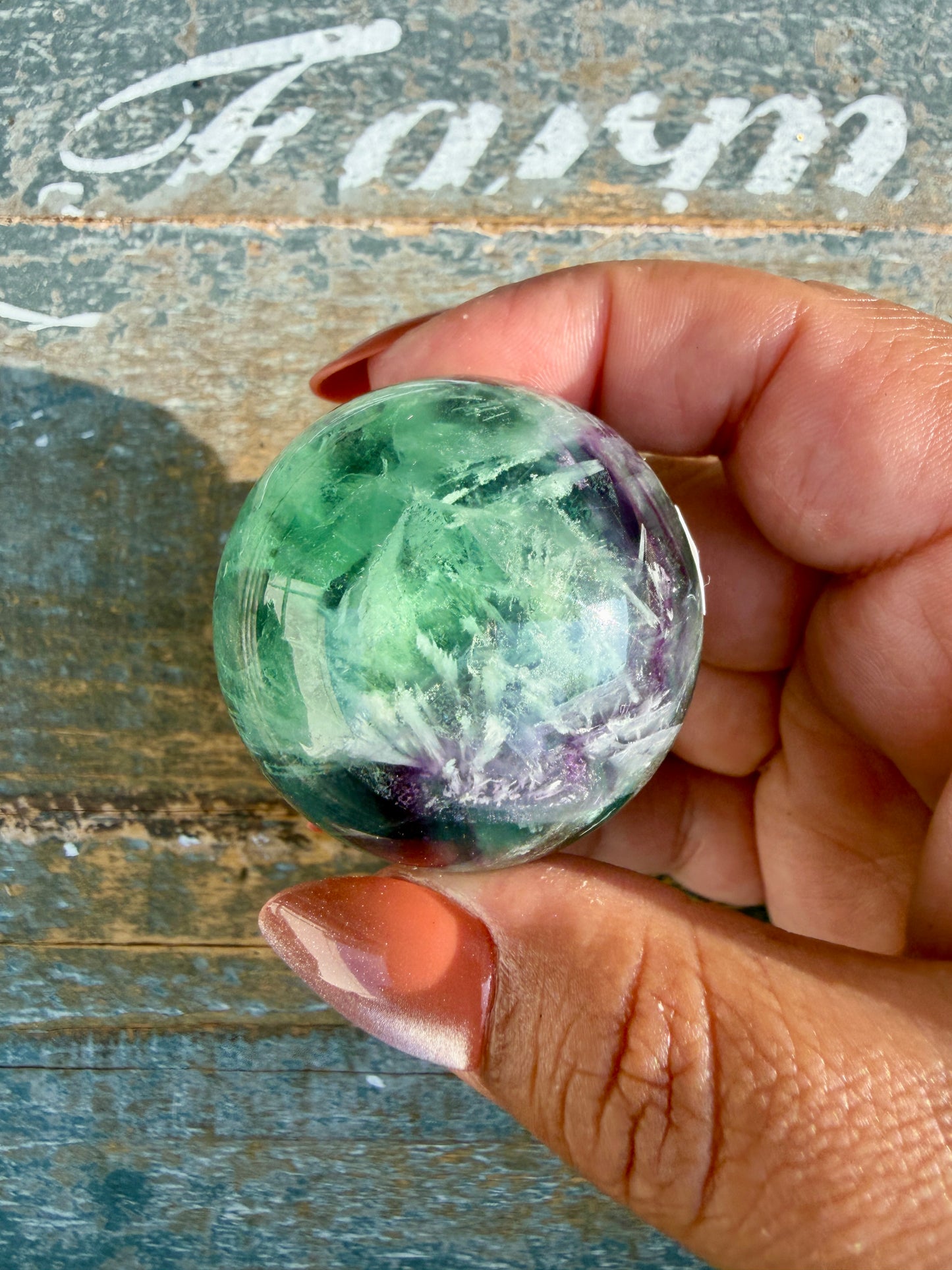 Gorgeous Feathered Fluorite Sphere | Opt 26