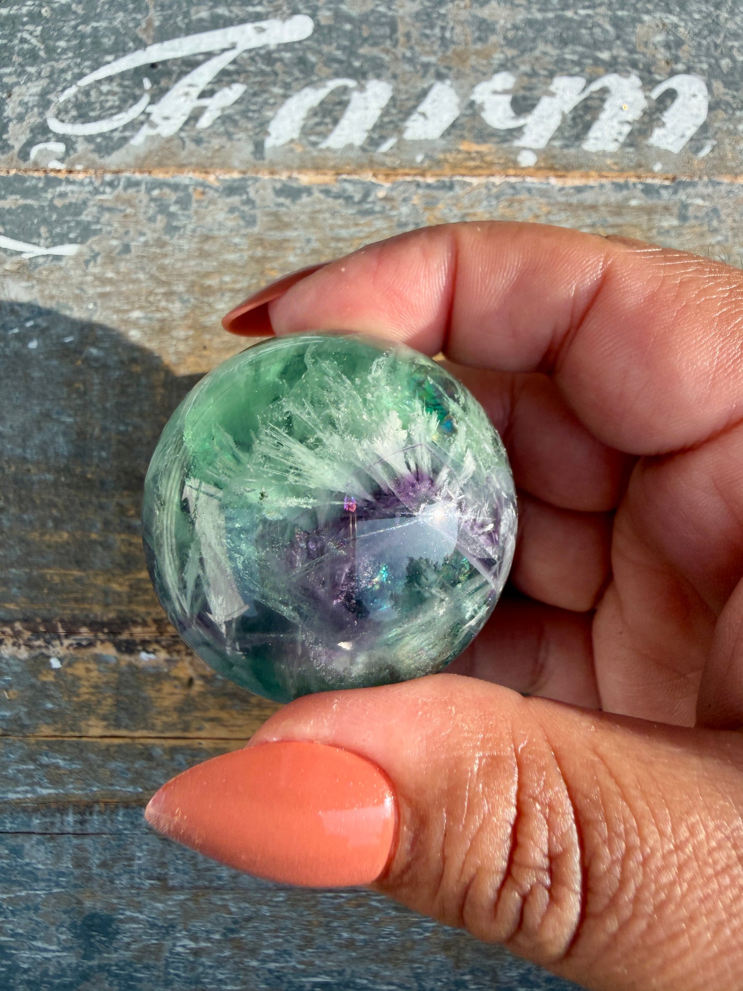 Gorgeous Feathered Fluorite Sphere | Opt 26