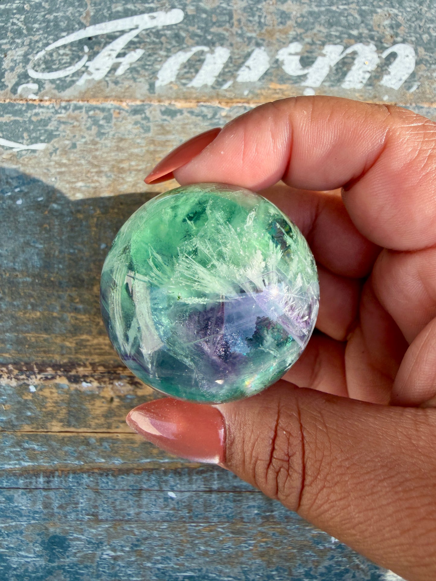 Gorgeous Feathered Fluorite Sphere | Opt 26