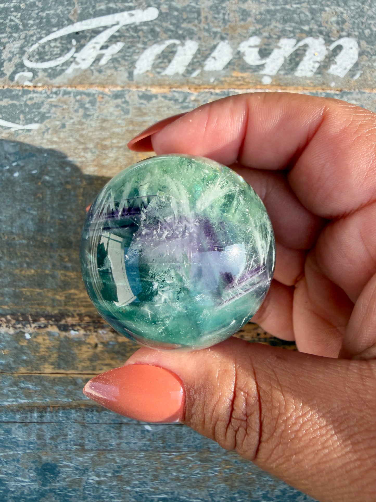 Gorgeous Feathered Fluorite Sphere | Opt 26