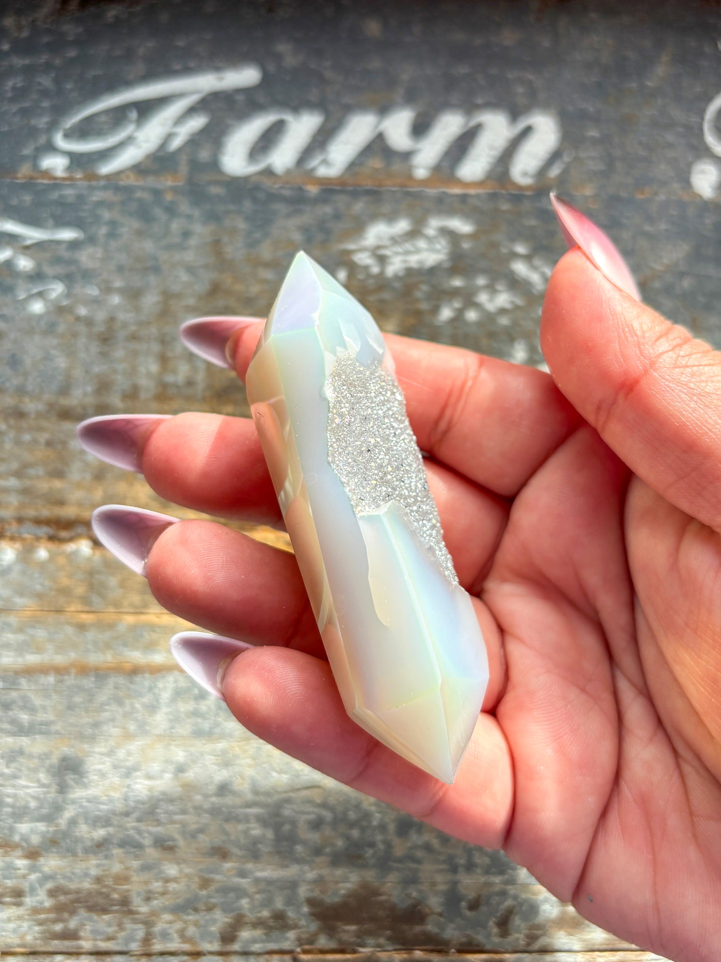 Gorgeous Druzy Aura Agate Wand from Brazil