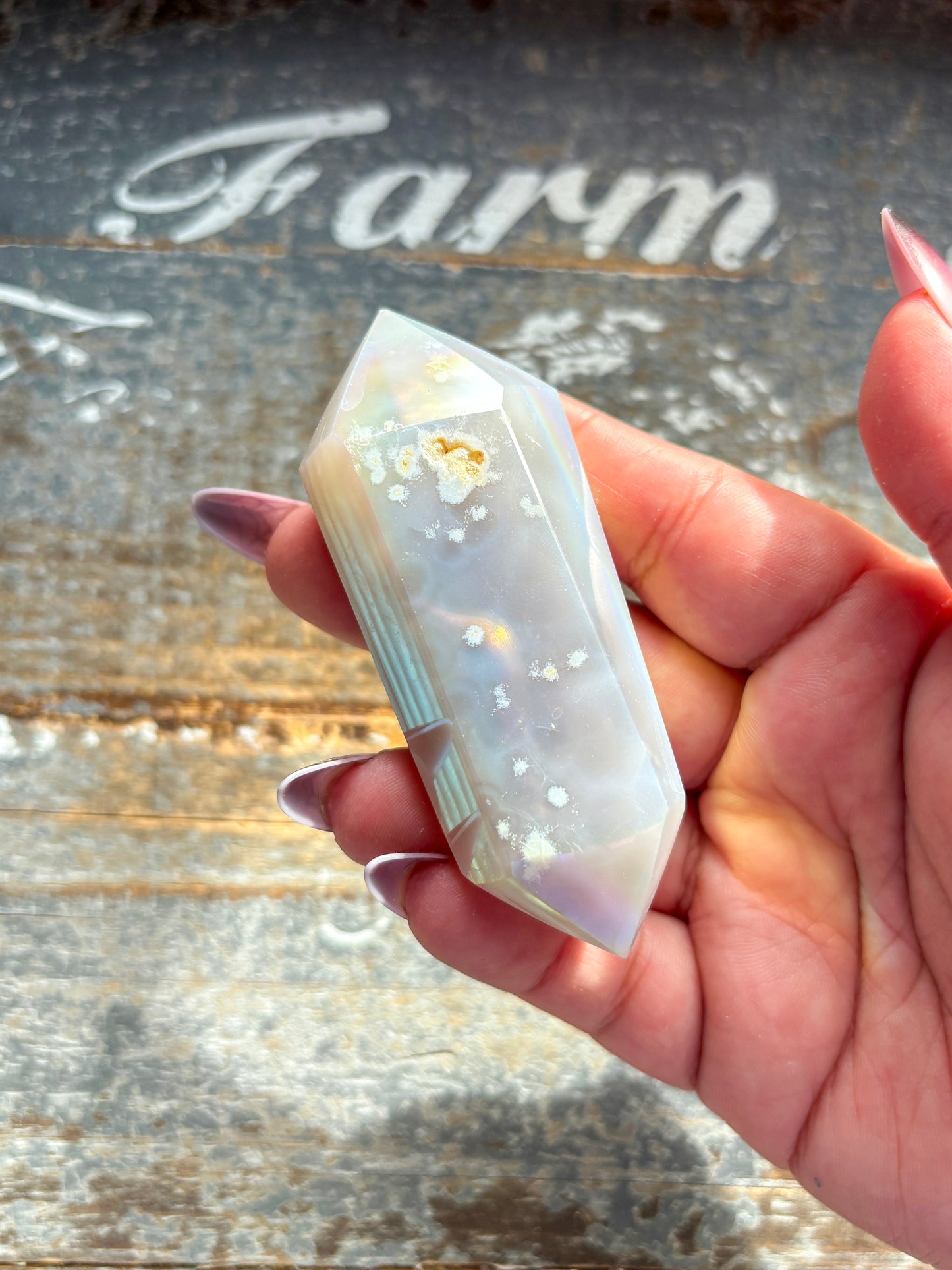 Gorgeous Druzy Aura Agate Wand from Brazil