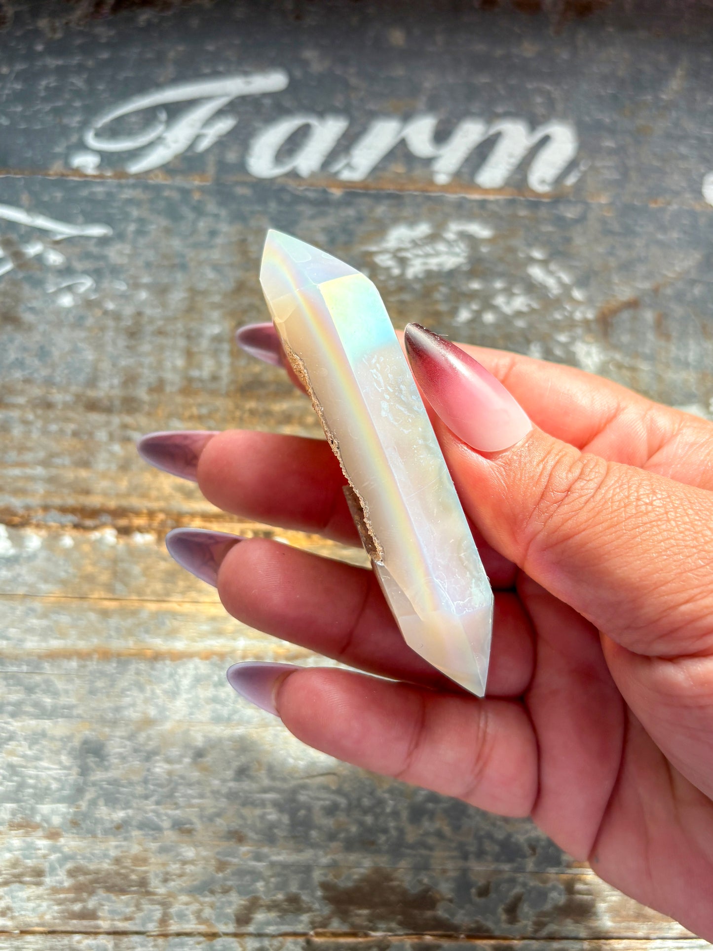 Gorgeous Druzy Aura Agate Wand from Brazil