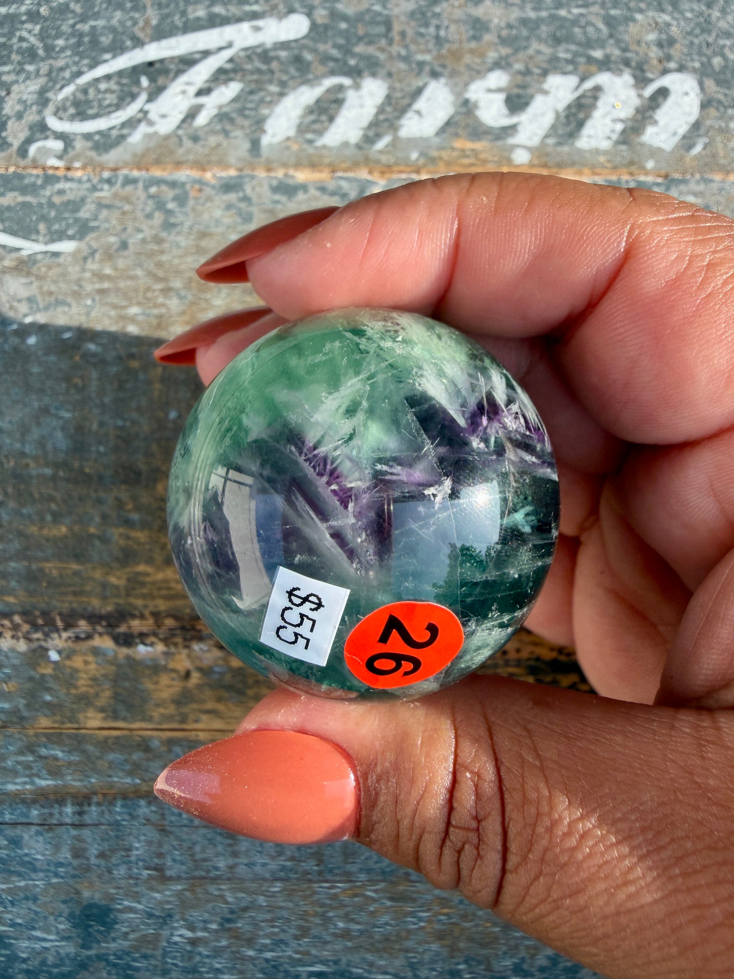Gorgeous Feathered Fluorite Sphere | Opt 26