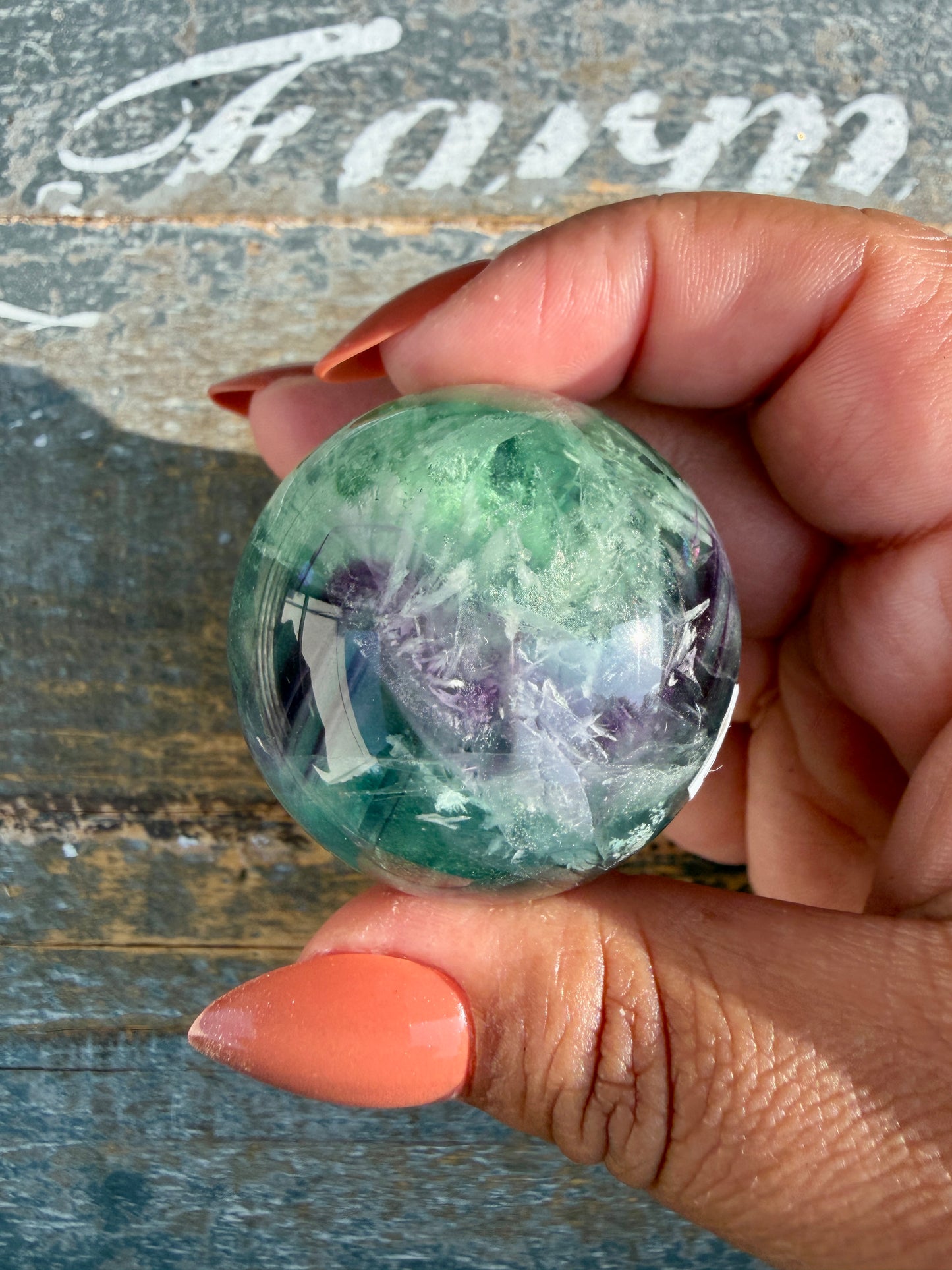 Gorgeous Feathered Fluorite Sphere | Opt 26