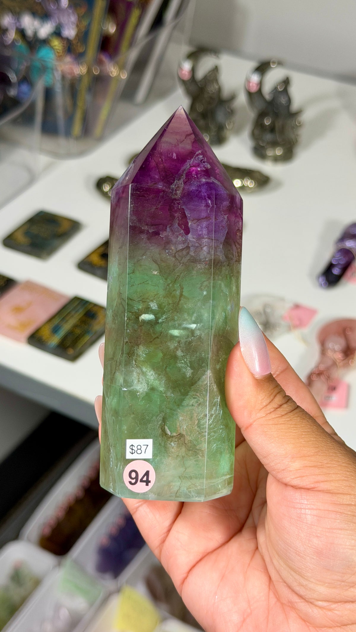 Gorgeous Stormy Sea Fluorite Tower | UV Reacts Blue | Opt 94