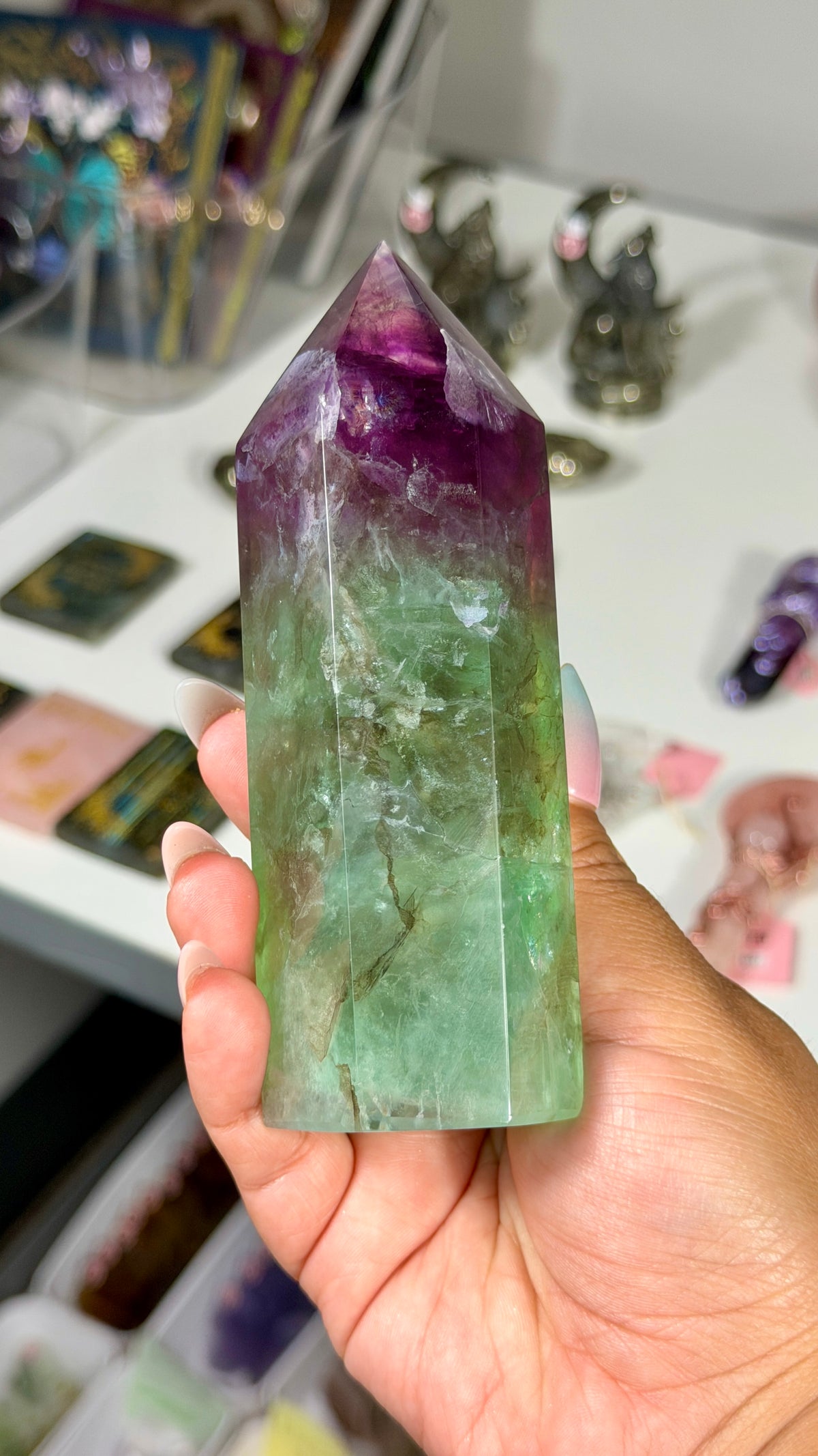 Gorgeous Stormy Sea Fluorite Tower | UV Reacts Blue | Opt 94
