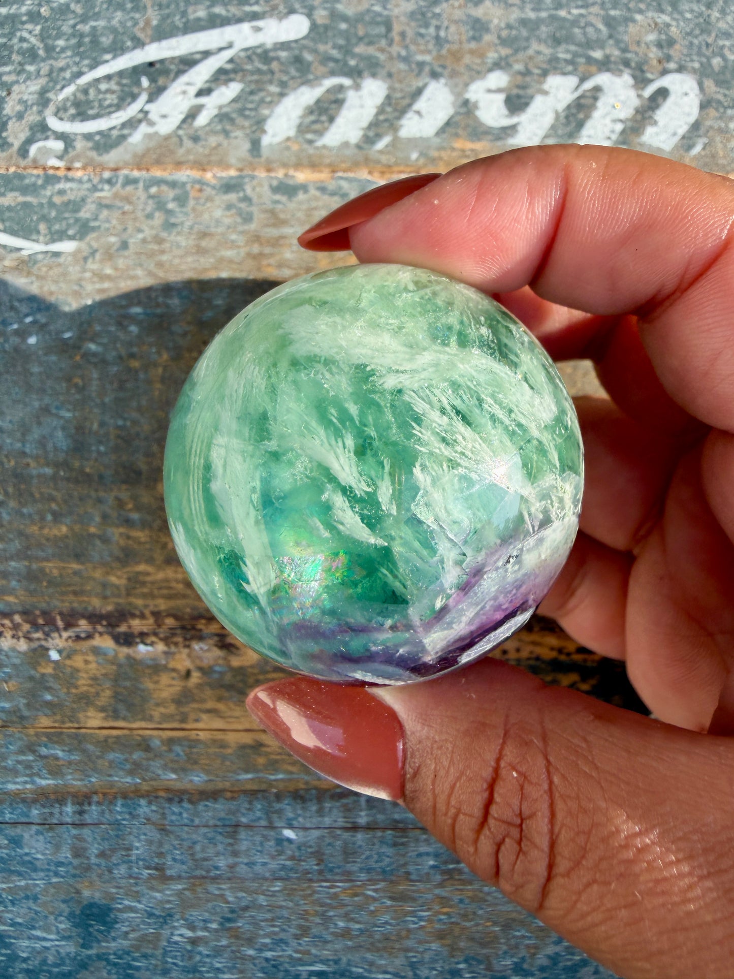 Gorgeous Feathered Fluorite Sphere | Opt 28