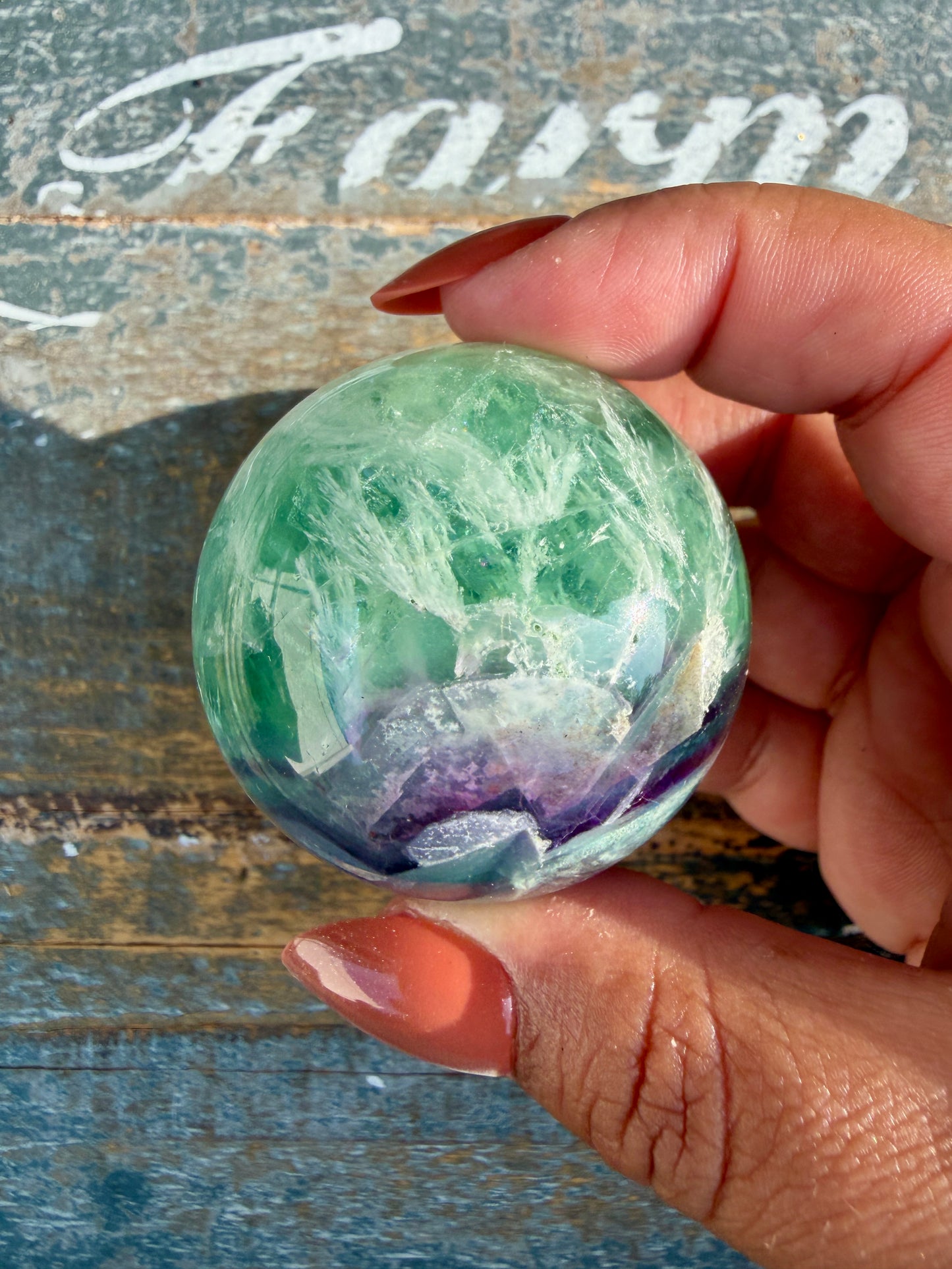 Gorgeous Feathered Fluorite Sphere | Opt 28
