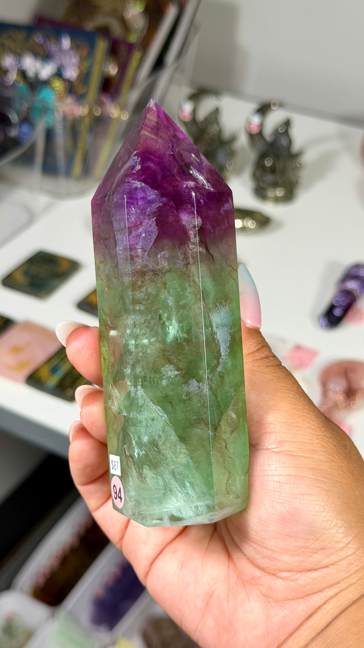 Gorgeous Stormy Sea Fluorite Tower | UV Reacts Blue | Opt 94