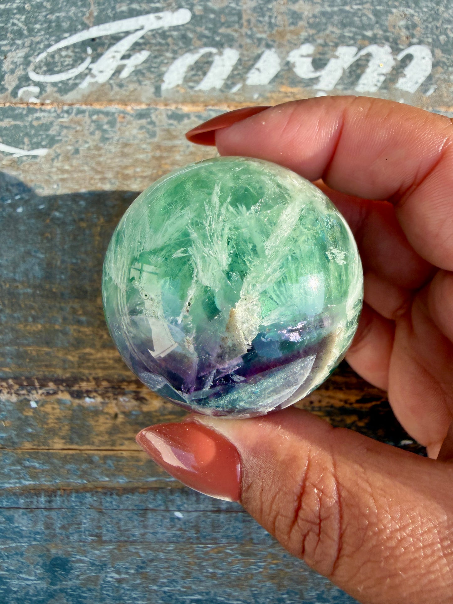 Gorgeous Feathered Fluorite Sphere | Opt 28