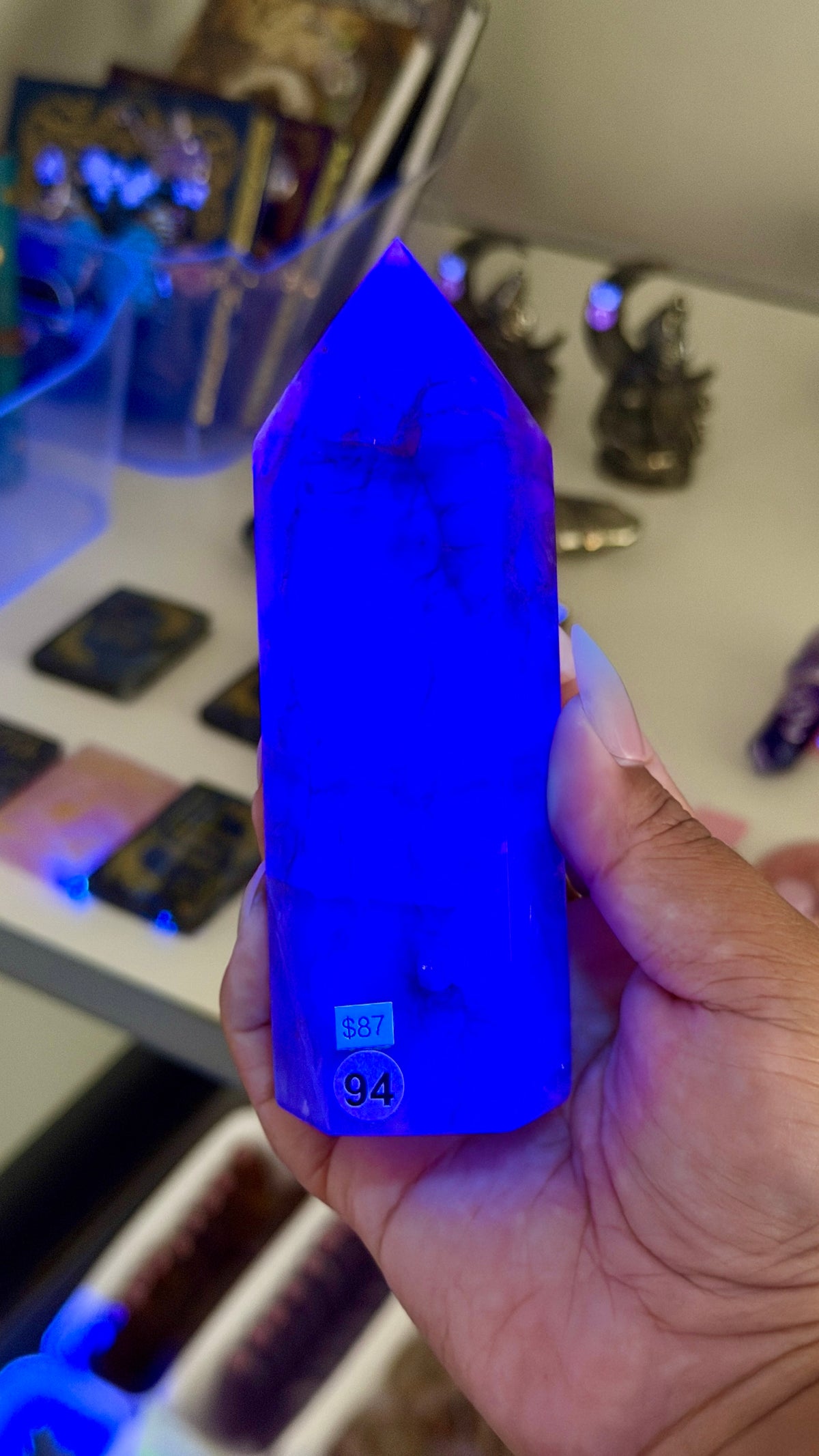 Gorgeous Stormy Sea Fluorite Tower | UV Reacts Blue | Opt 94