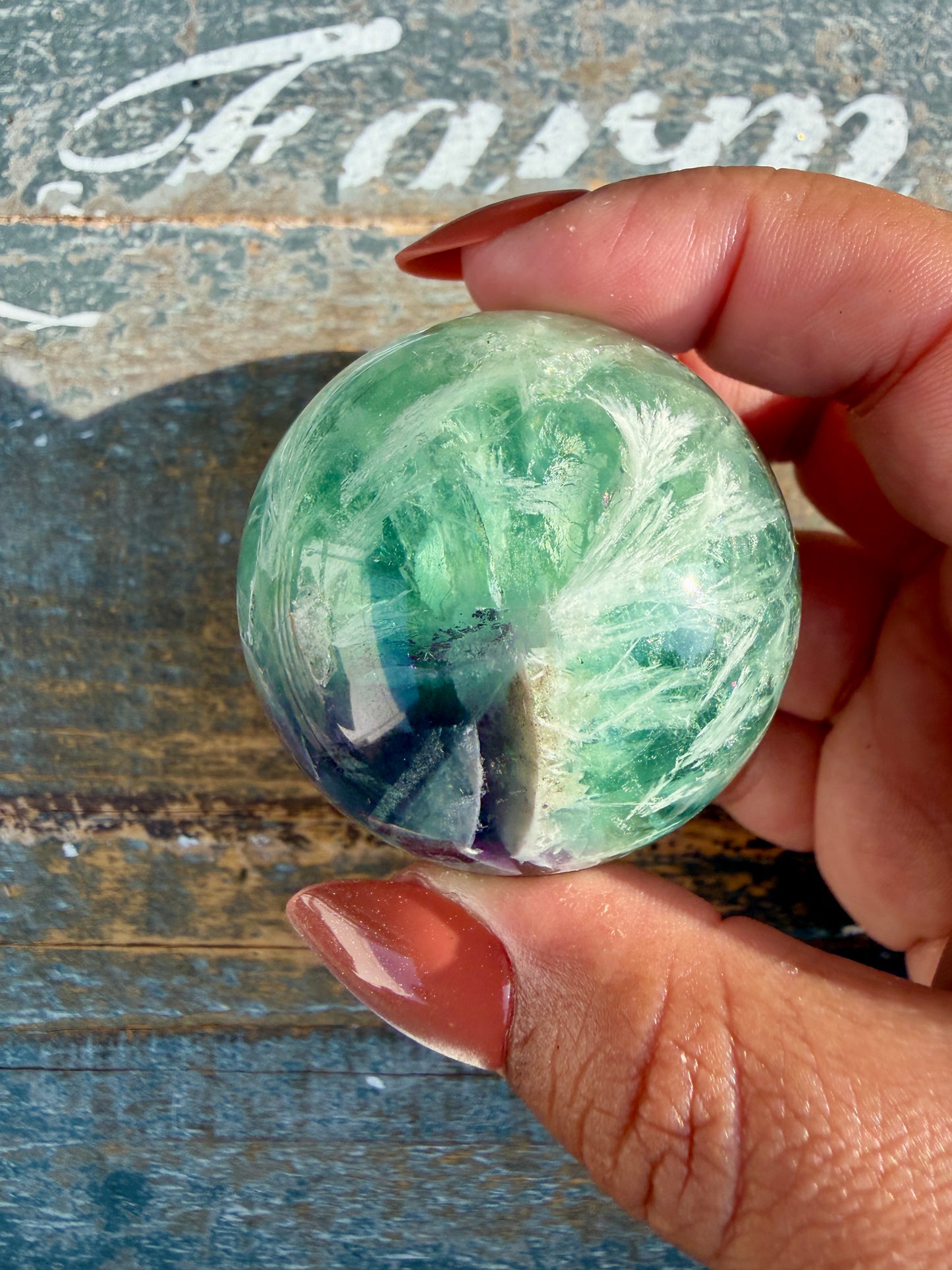 Gorgeous Feathered Fluorite Sphere | Opt 28