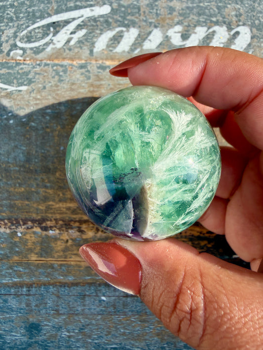 Gorgeous Feathered Fluorite Sphere | Opt 28