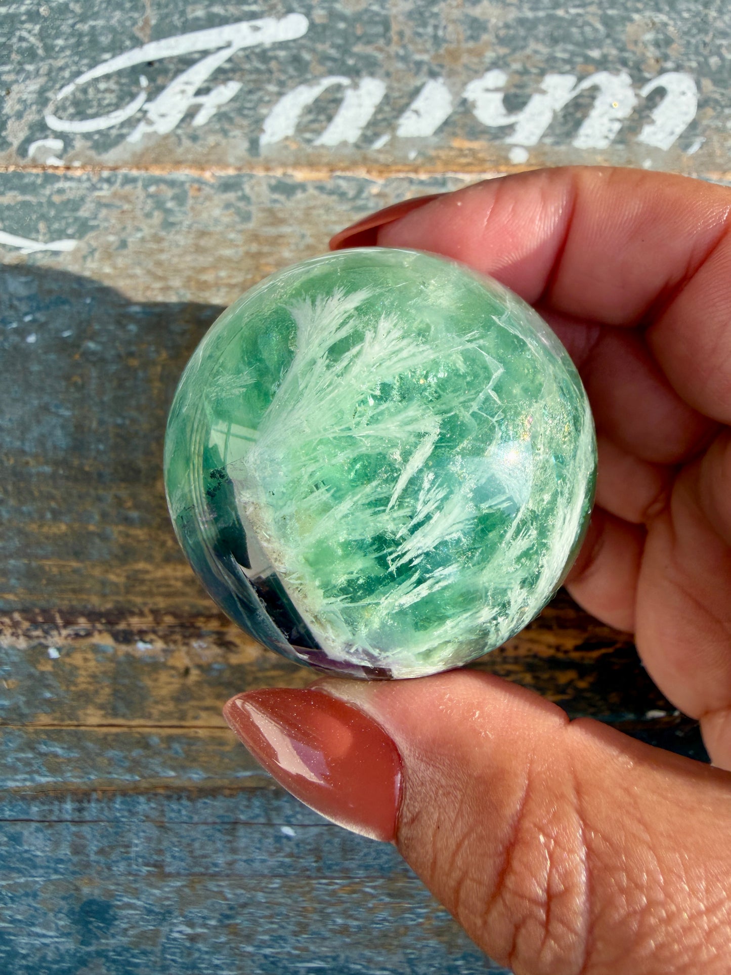 Gorgeous Feathered Fluorite Sphere | Opt 28