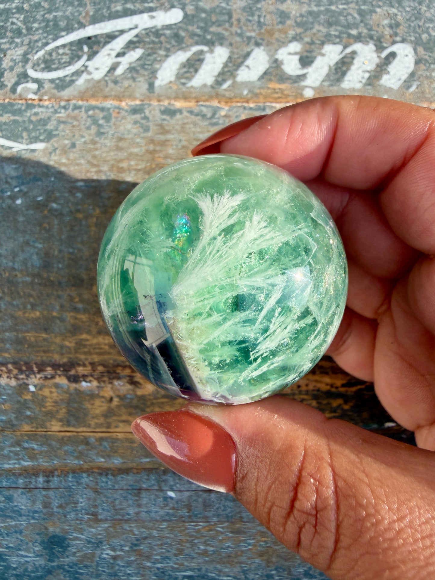 Gorgeous Feathered Fluorite Sphere | Opt 28