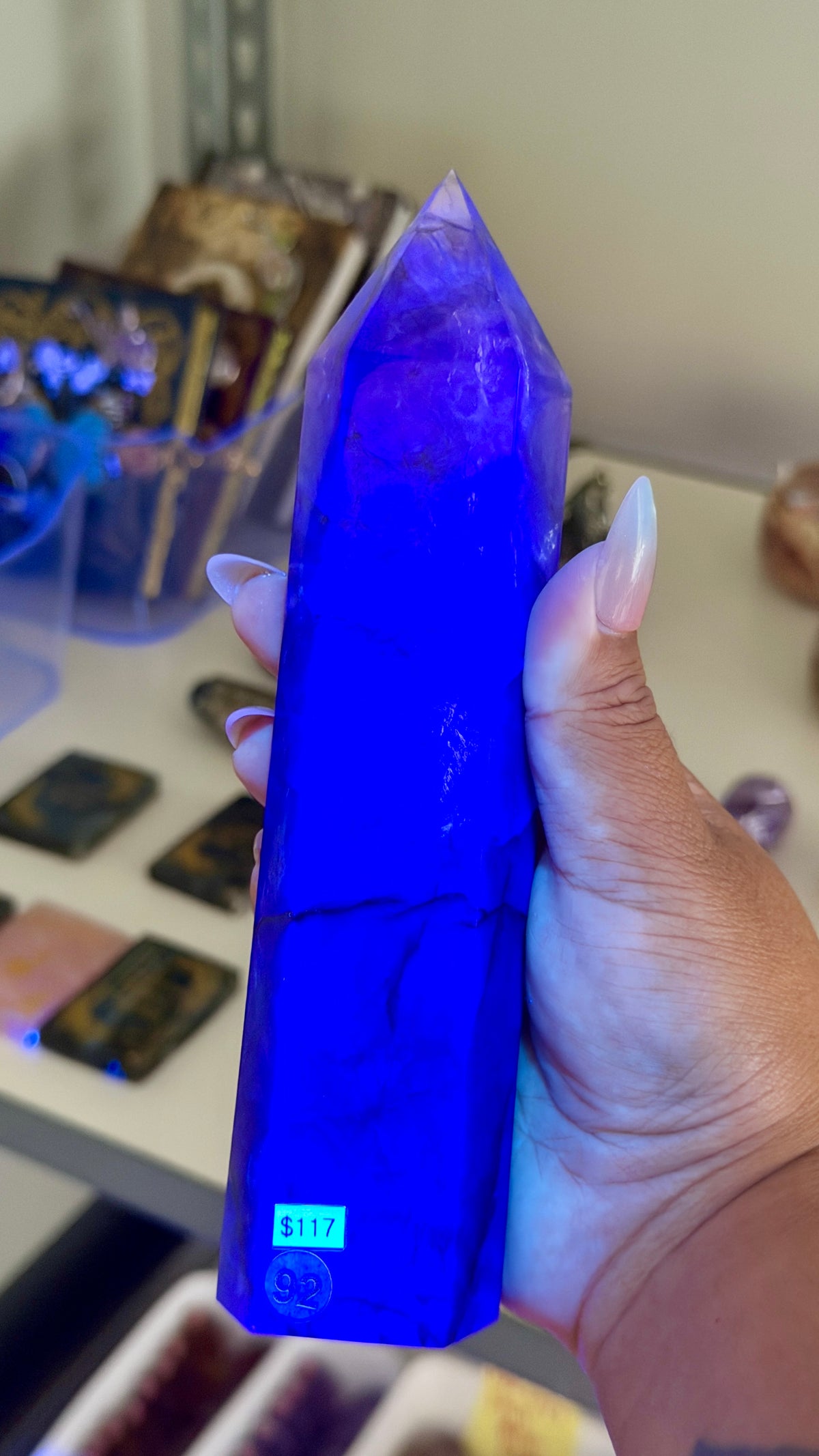 Gorgeous Stormy Sea Fluorite Tower | UV Reacts Blue | Opt 92
