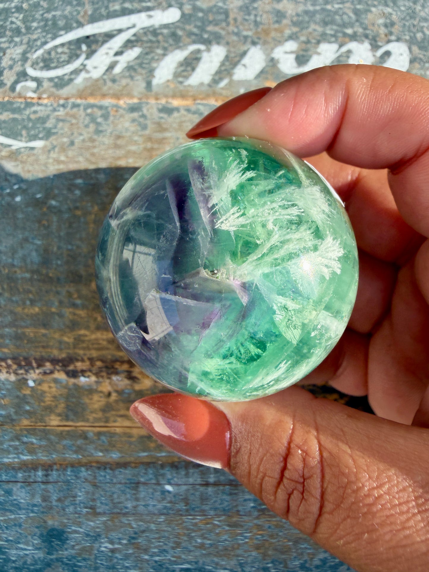 Gorgeous Feathered Fluorite Sphere | Opt 28