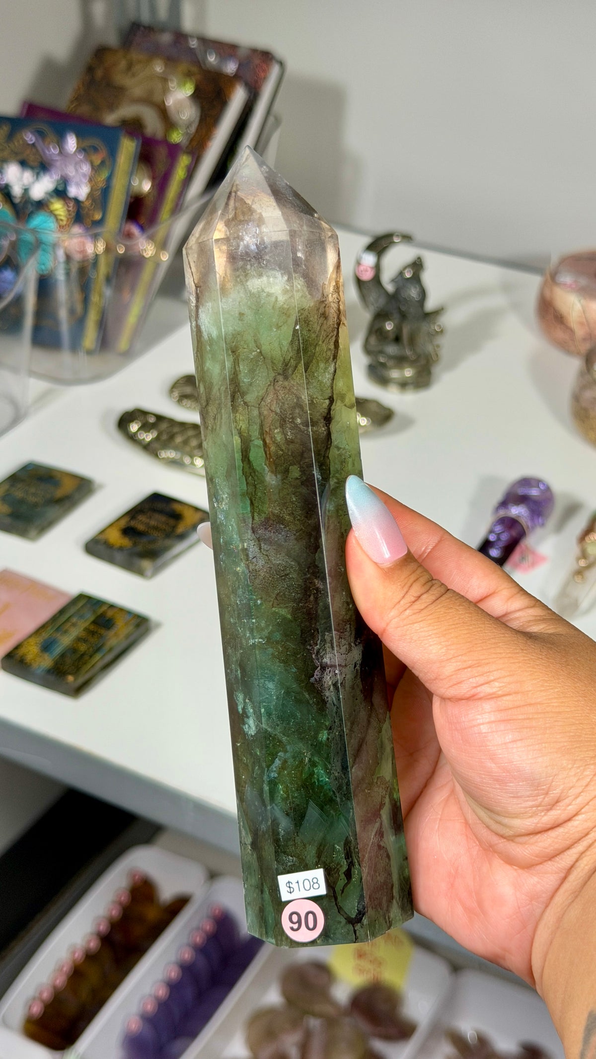 Gorgeous Stormy Sea Fluorite Tower | UV Reacts Blue | Opt 90