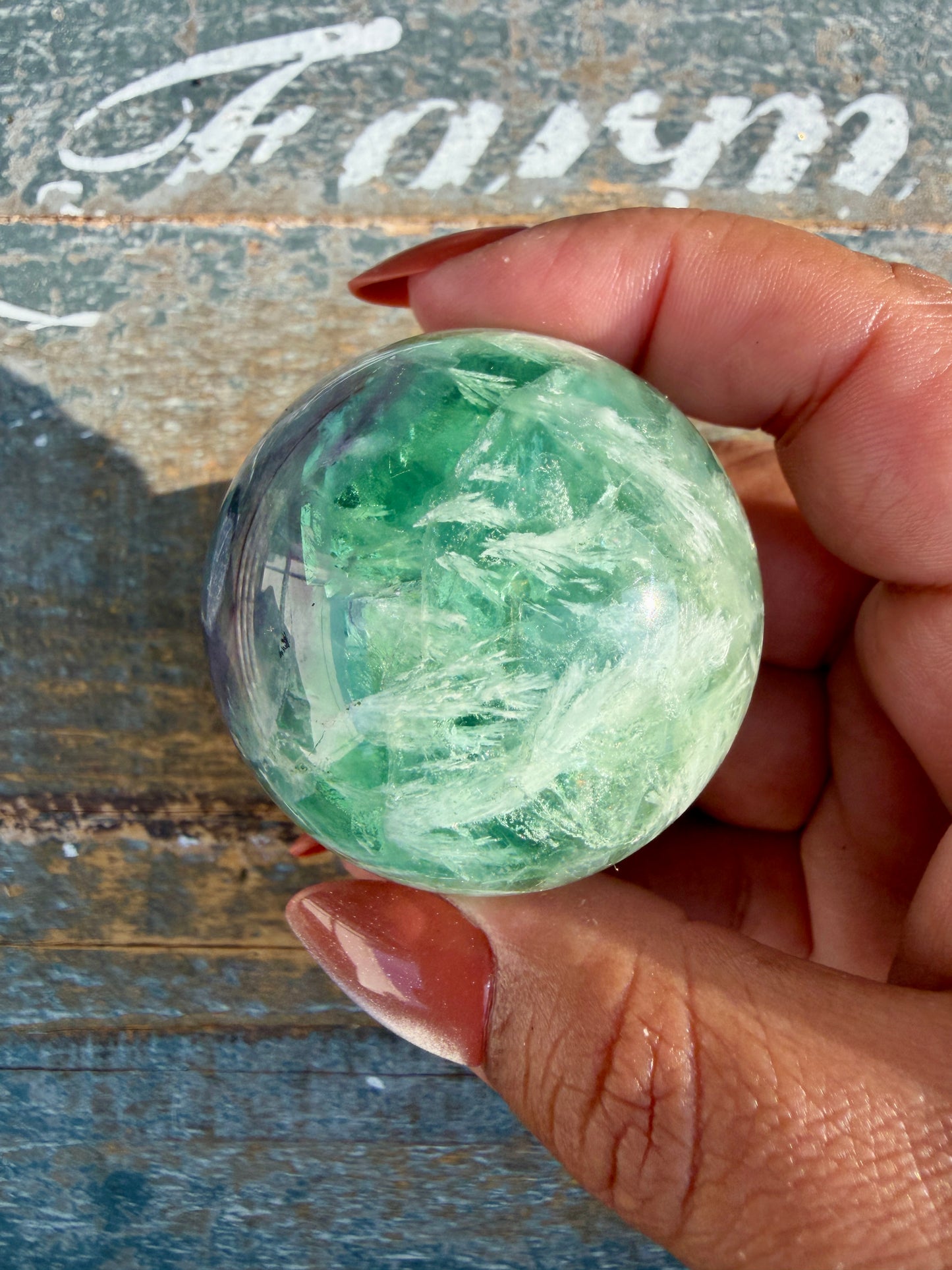 Gorgeous Feathered Fluorite Sphere | Opt 28
