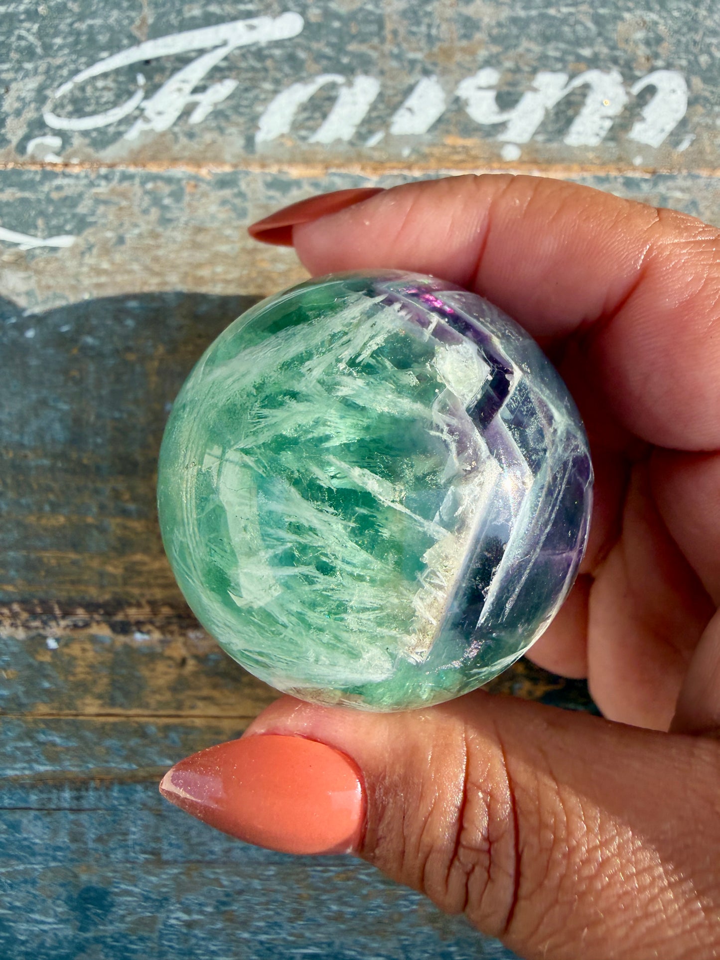 Gorgeous Feathered Fluorite Sphere | Opt 28