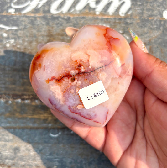 Gorgeous Carnelian & Flower Agate Heart from Madagascar | Opt L