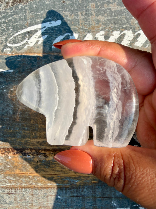 Gorgeous Clear Fluorite Hand Carved Bear | Opt 7