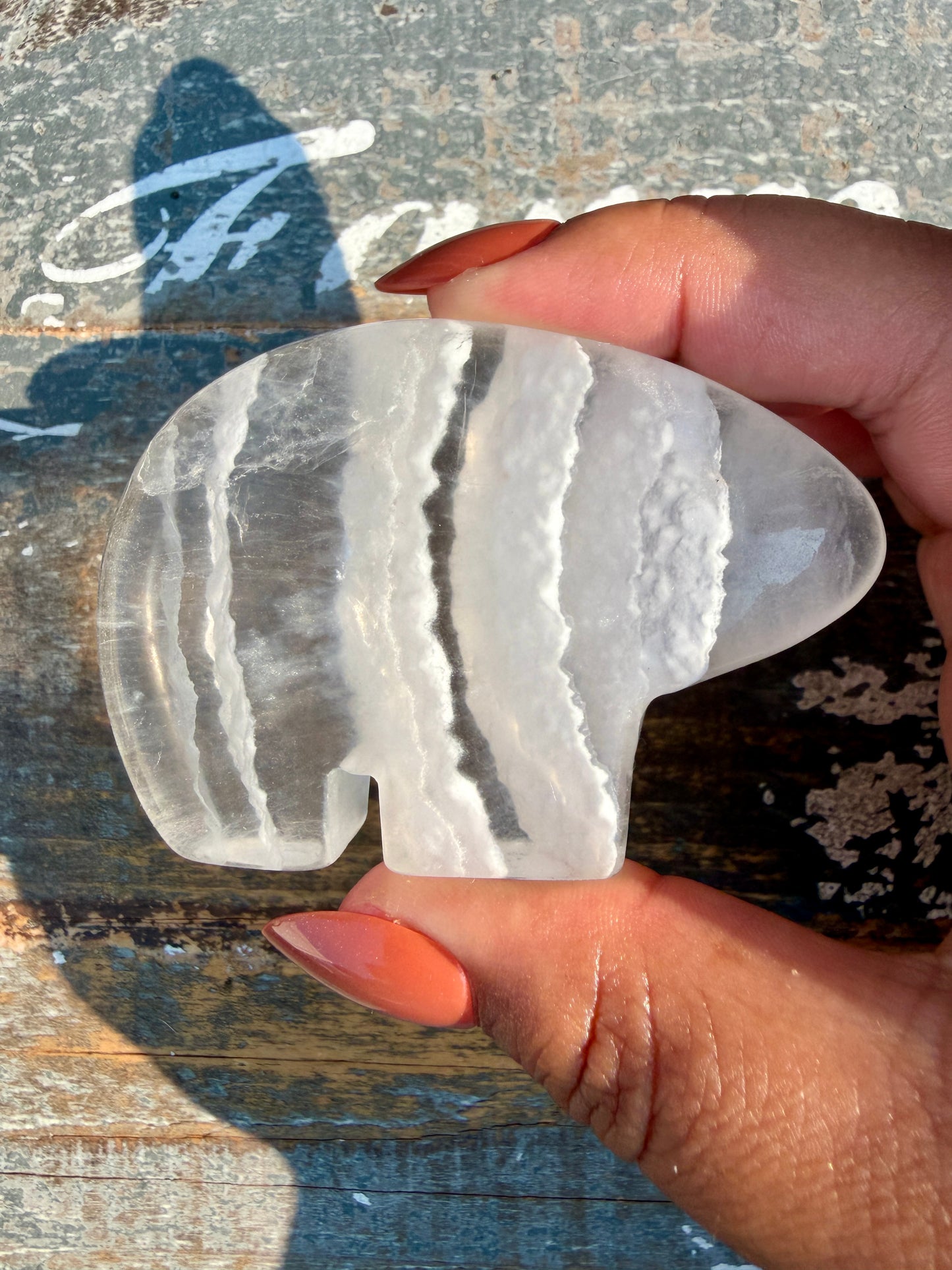 Gorgeous Clear Fluorite Hand Carved Bear | Opt 7