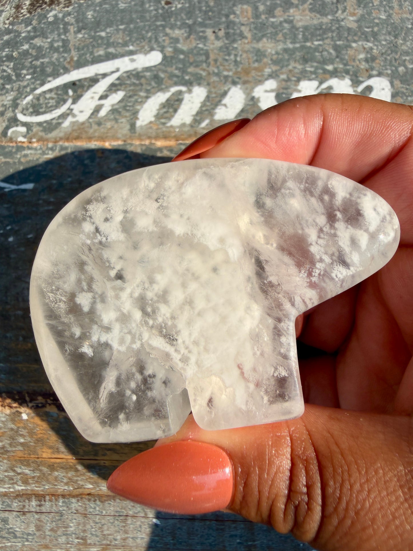 Gorgeous Clear Fluorite Hand Carved Bear | Opt 6