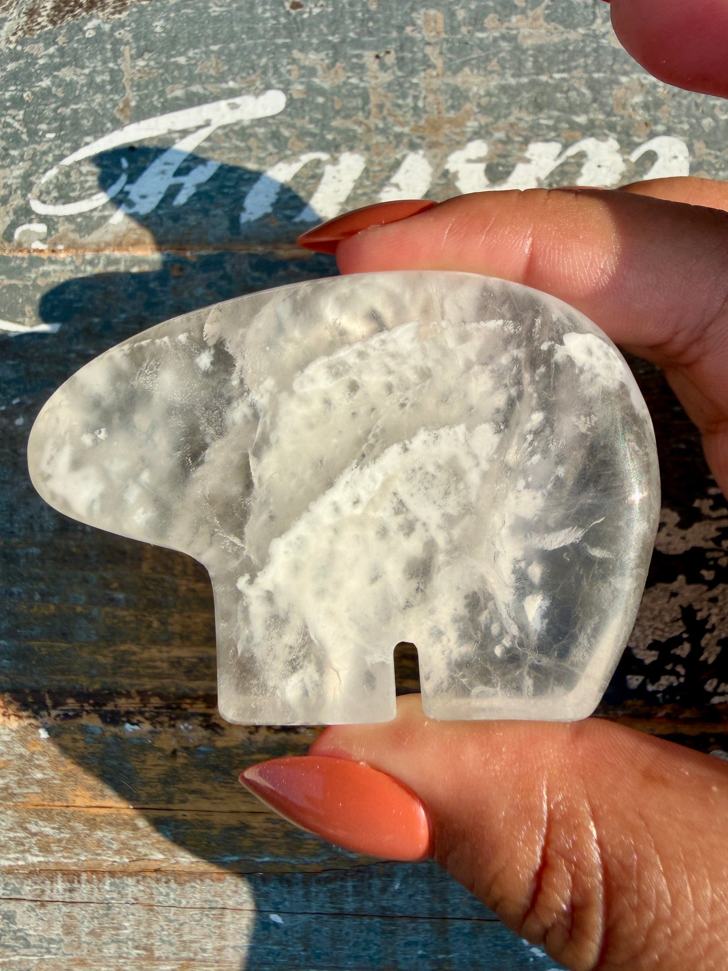 Gorgeous Clear Fluorite Hand Carved Bear | Opt 6