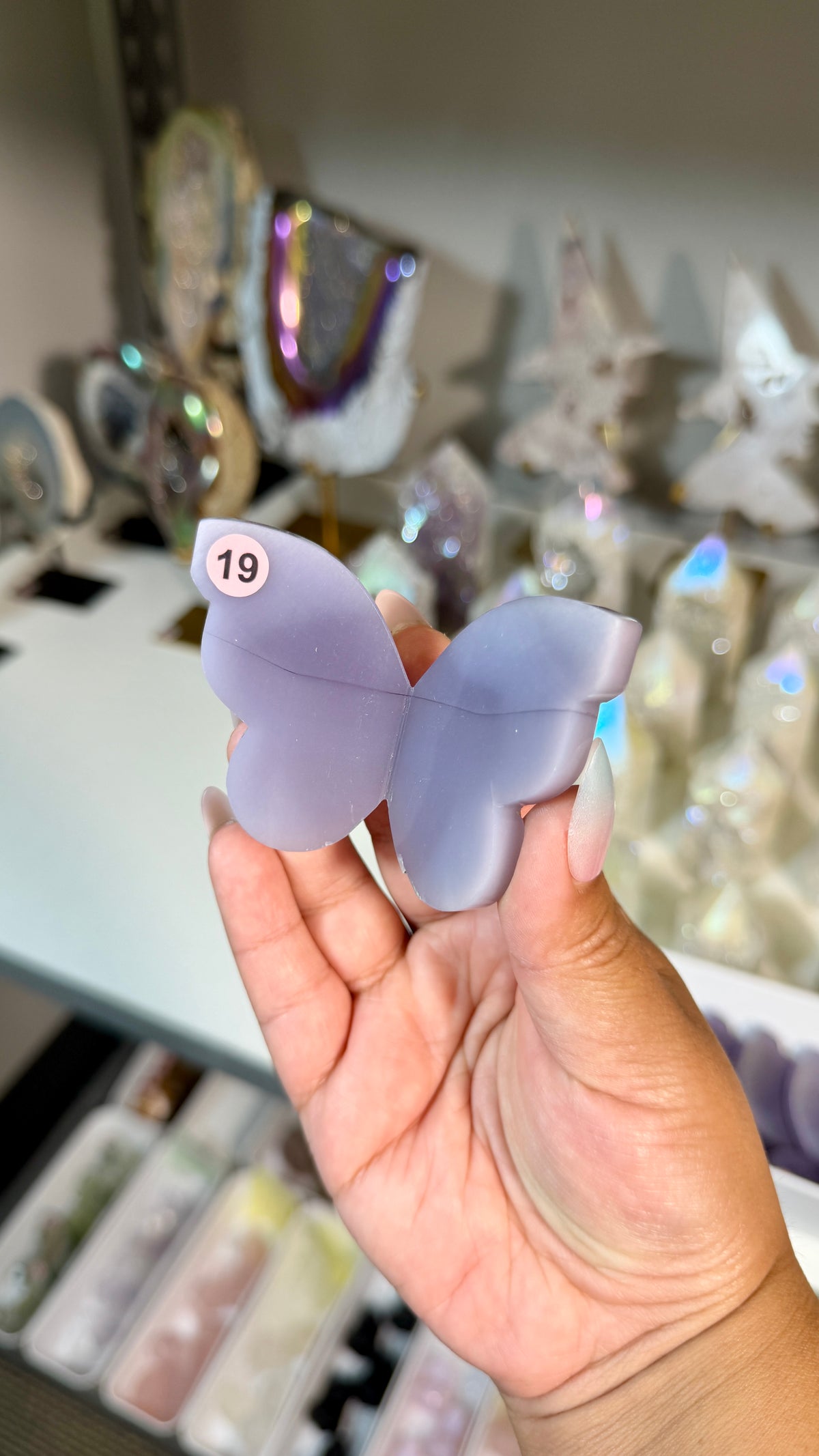 Gorgeous Rare Lavender Fluorite 3D Butterly | Hand Carved in India, Sourced in Mexico | Opt 19