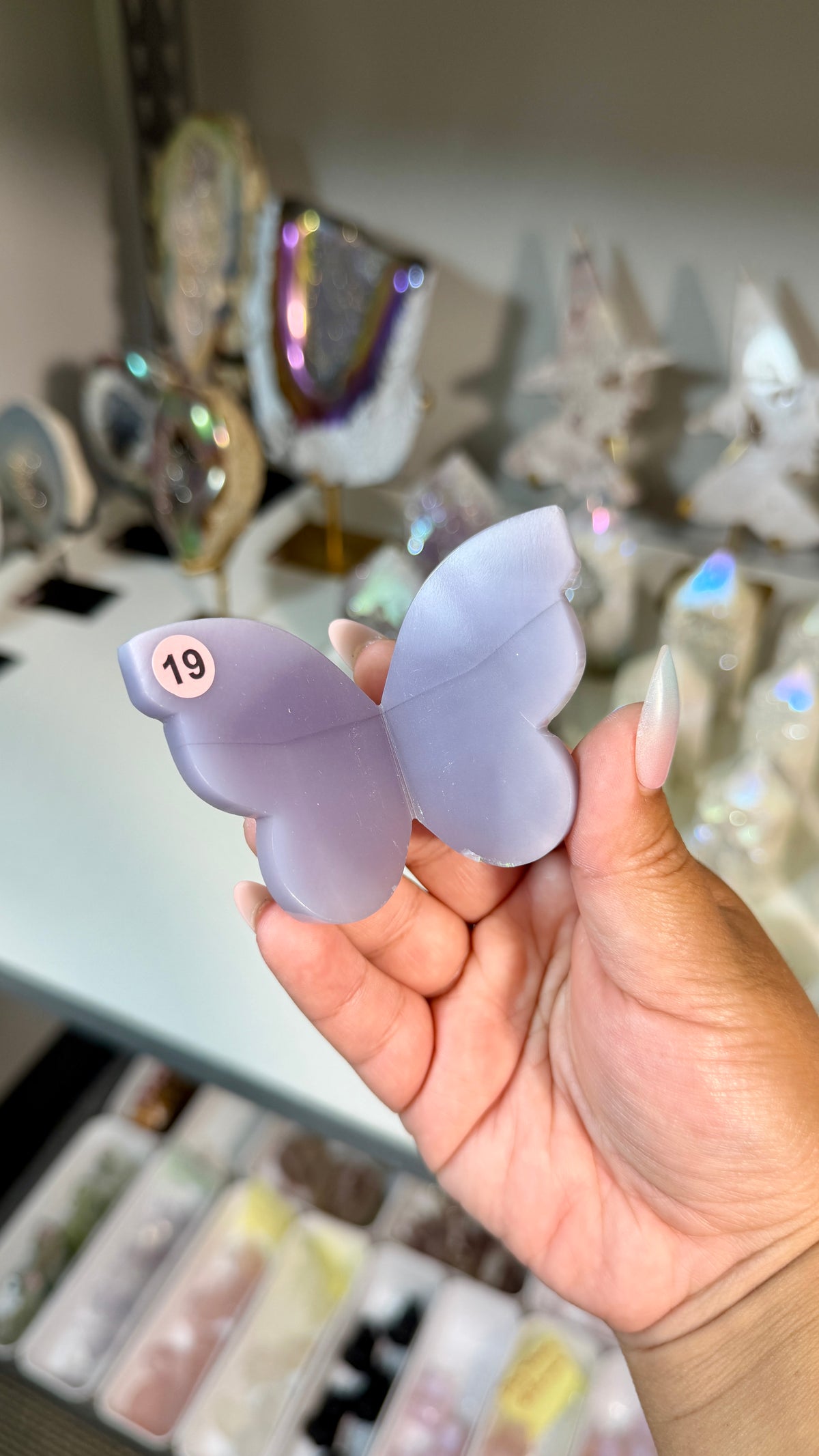 Gorgeous Rare Lavender Fluorite 3D Butterly | Hand Carved in India, Sourced in Mexico | Opt 19