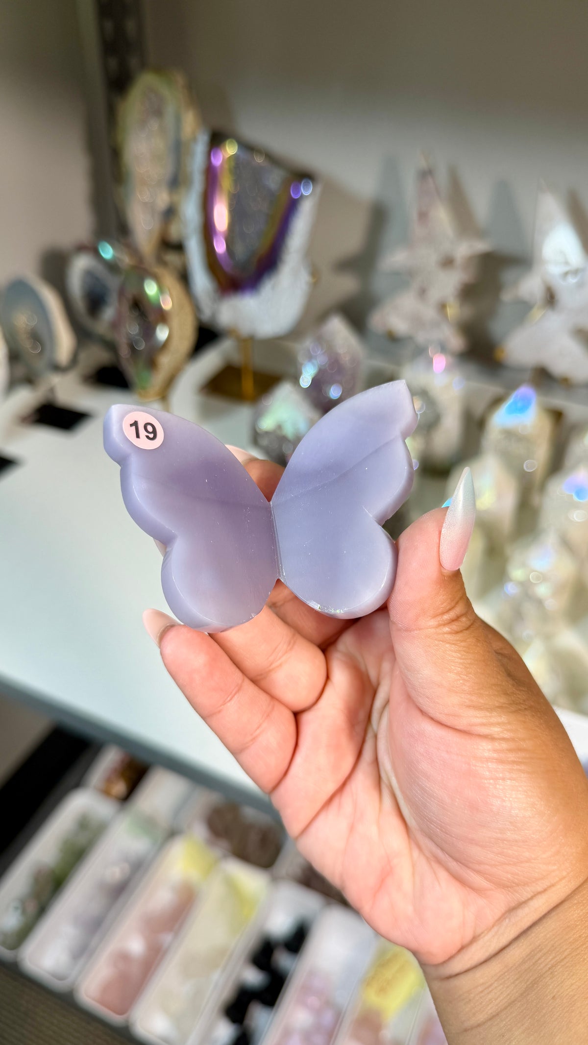Gorgeous Rare Lavender Fluorite 3D Butterly | Hand Carved in India, Sourced in Mexico | Opt 19
