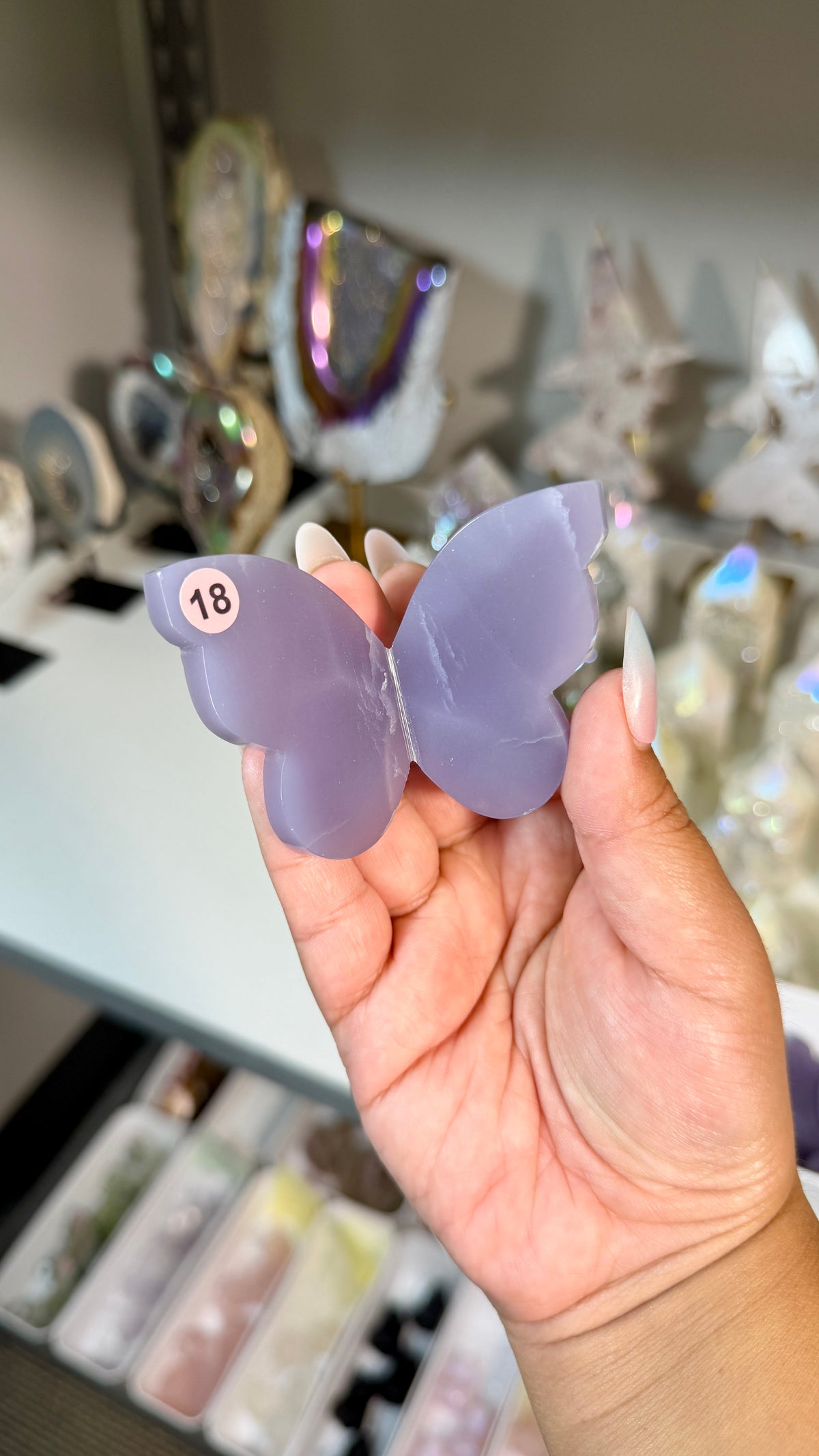 Gorgeous Rare Lavender Fluorite 3D Butterly | Hand Carved in India, Sourced in Mexico | Opt 18